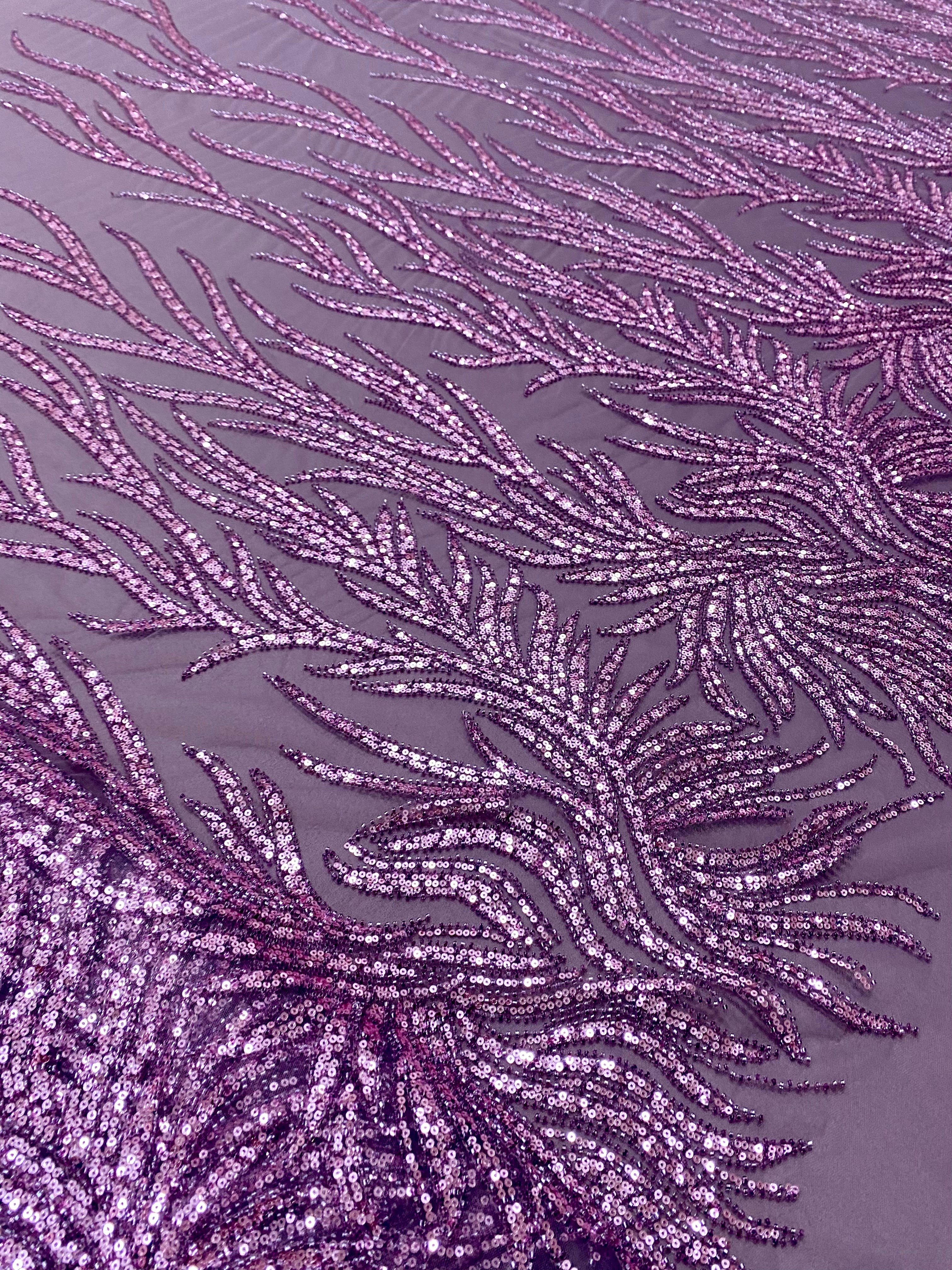 Dantela Couture Lavanda Pudrata cu Siraguri, cu Margele si Paiete