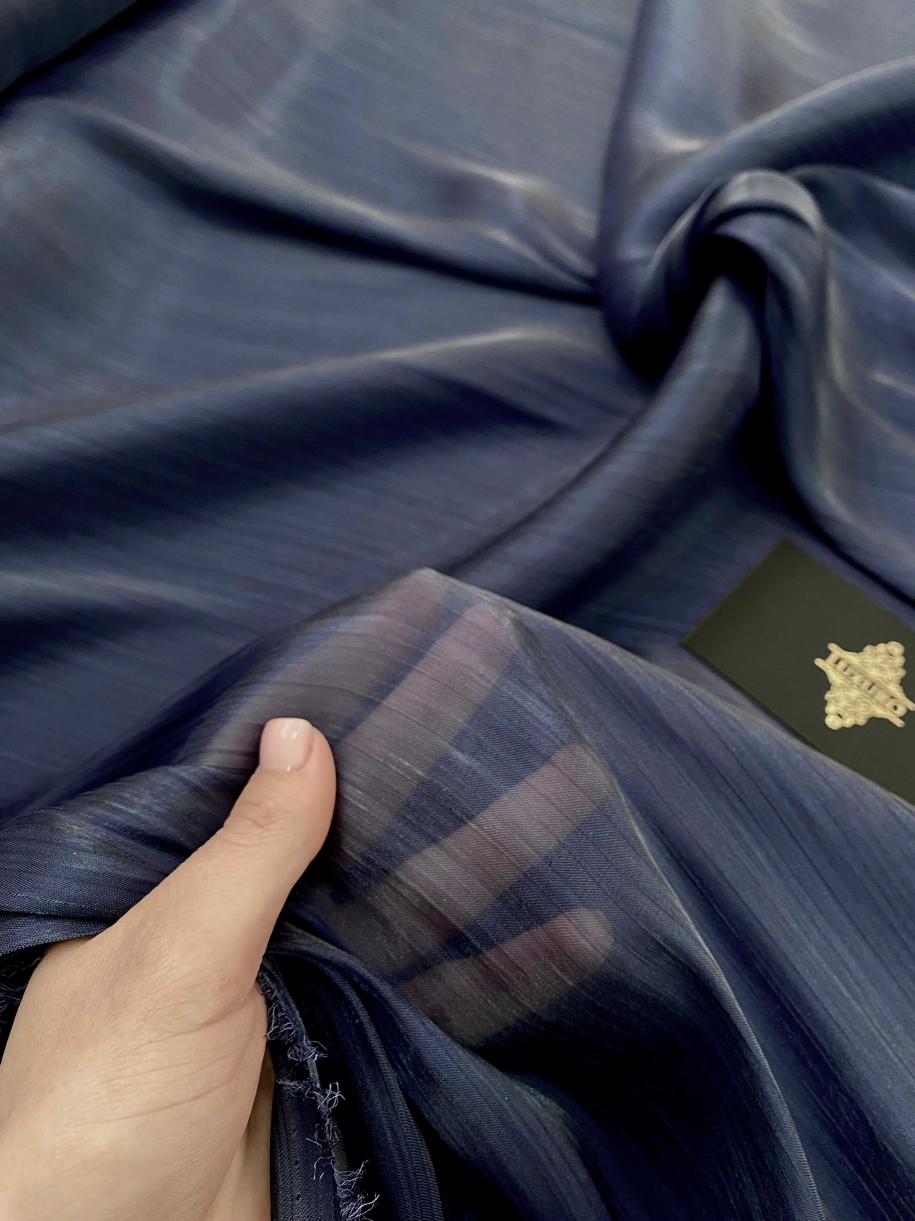 Navy Blue Crepe Filmed Veil