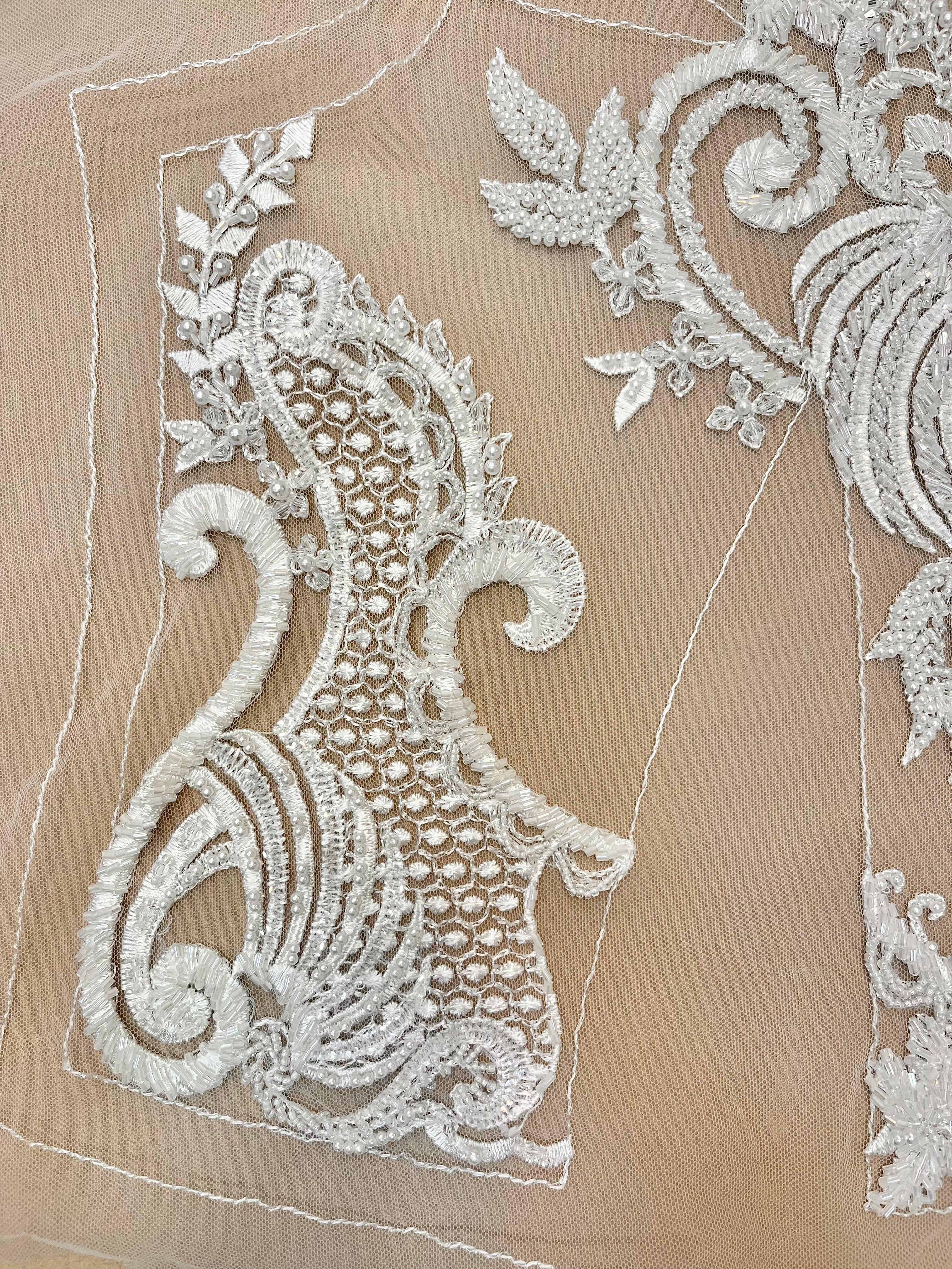 Set of Bust Panels with Geometric Pattern, with Crystals, Pearls and Sequins