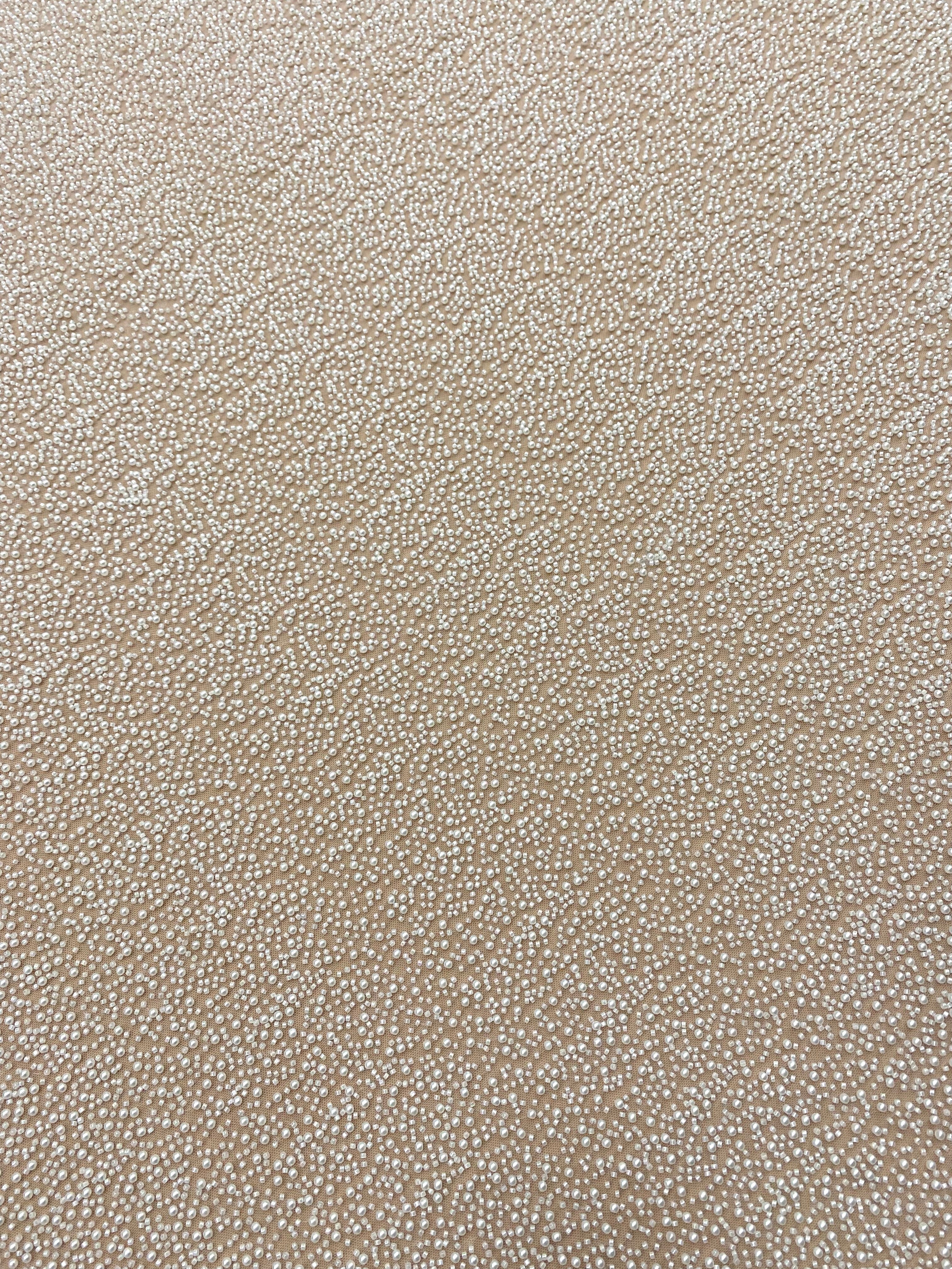 Ivory Couture Lace with General Pattern, with Pearls and Beads