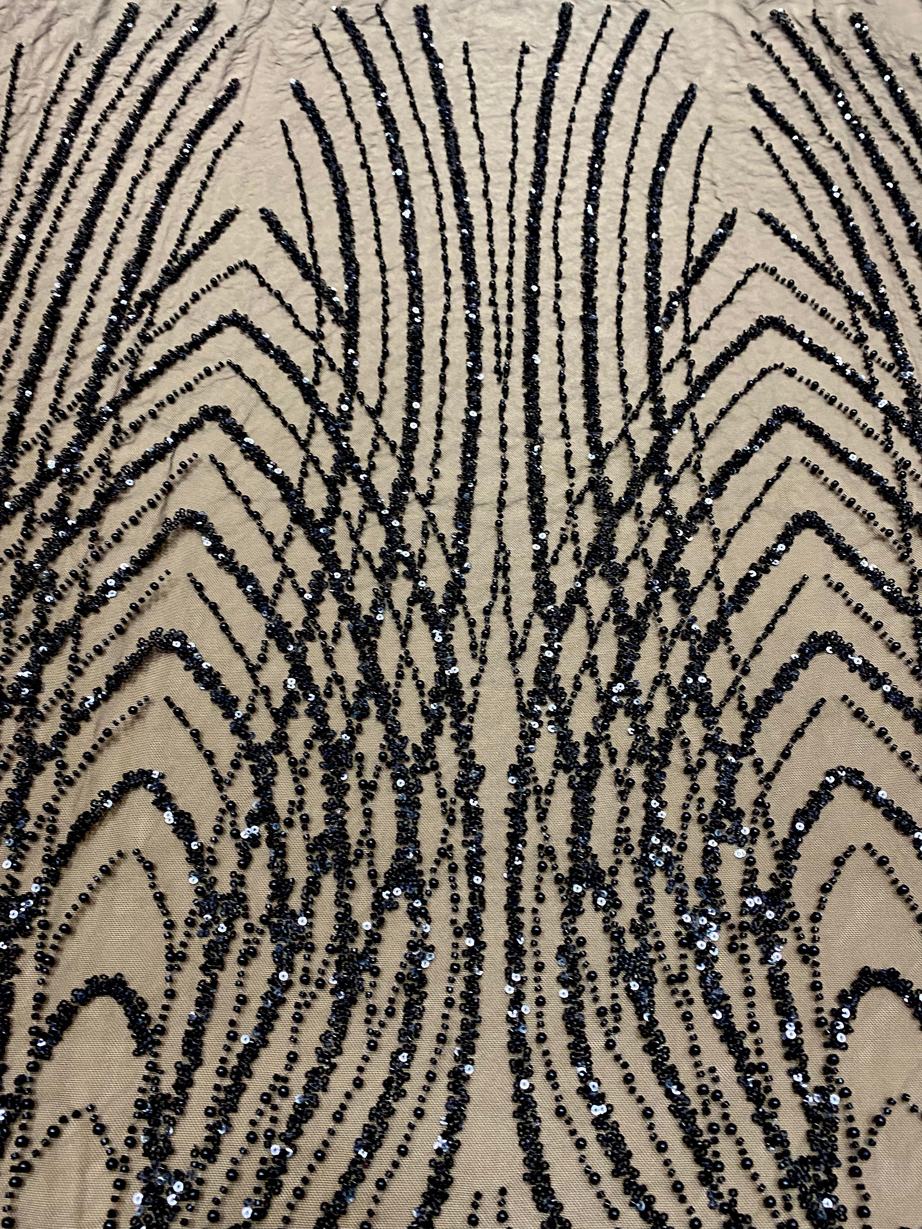 Silver Lace with Strings, Beads and Sequins