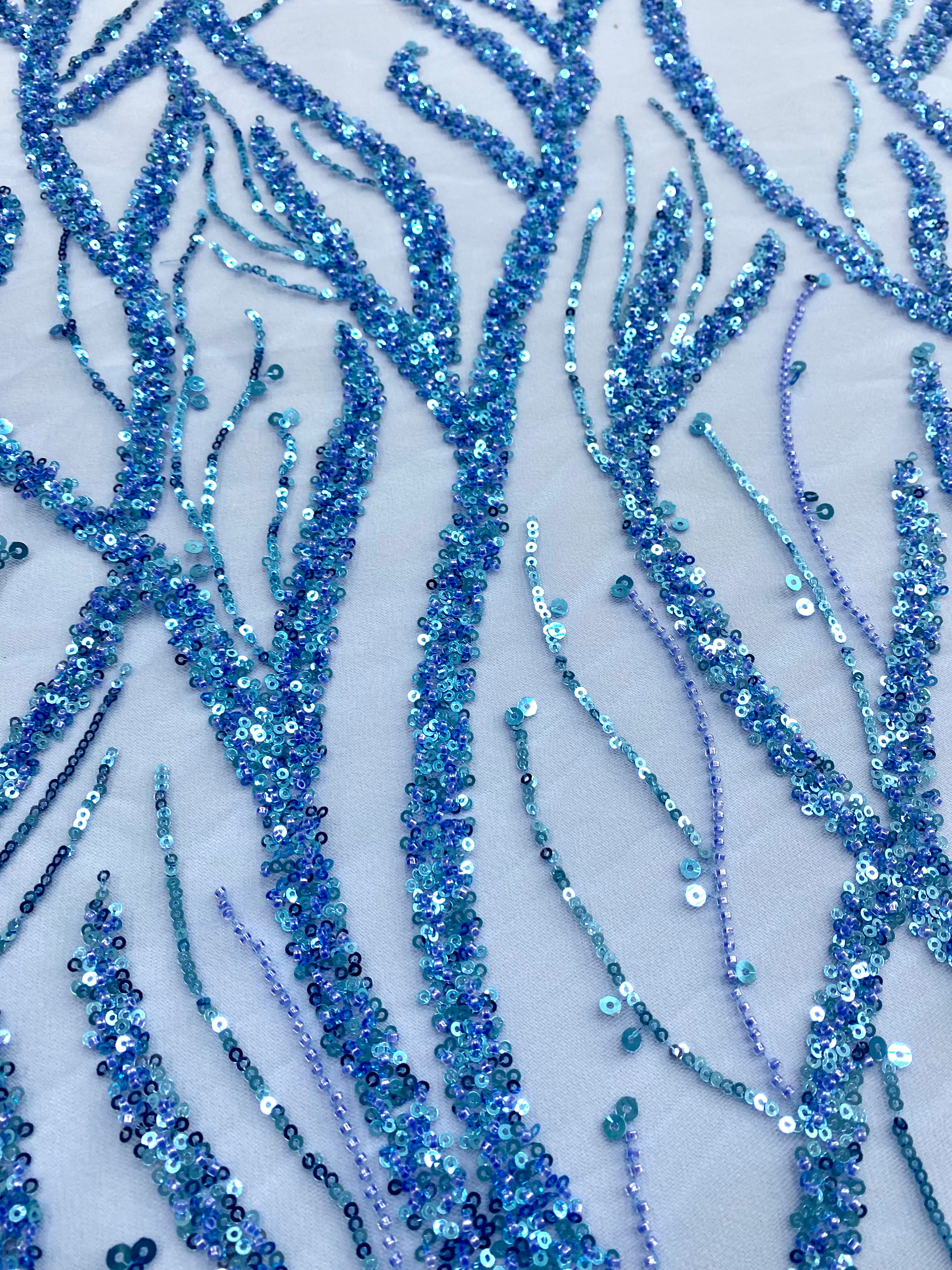 Silver Lace with Strings, Beads and Sequins
