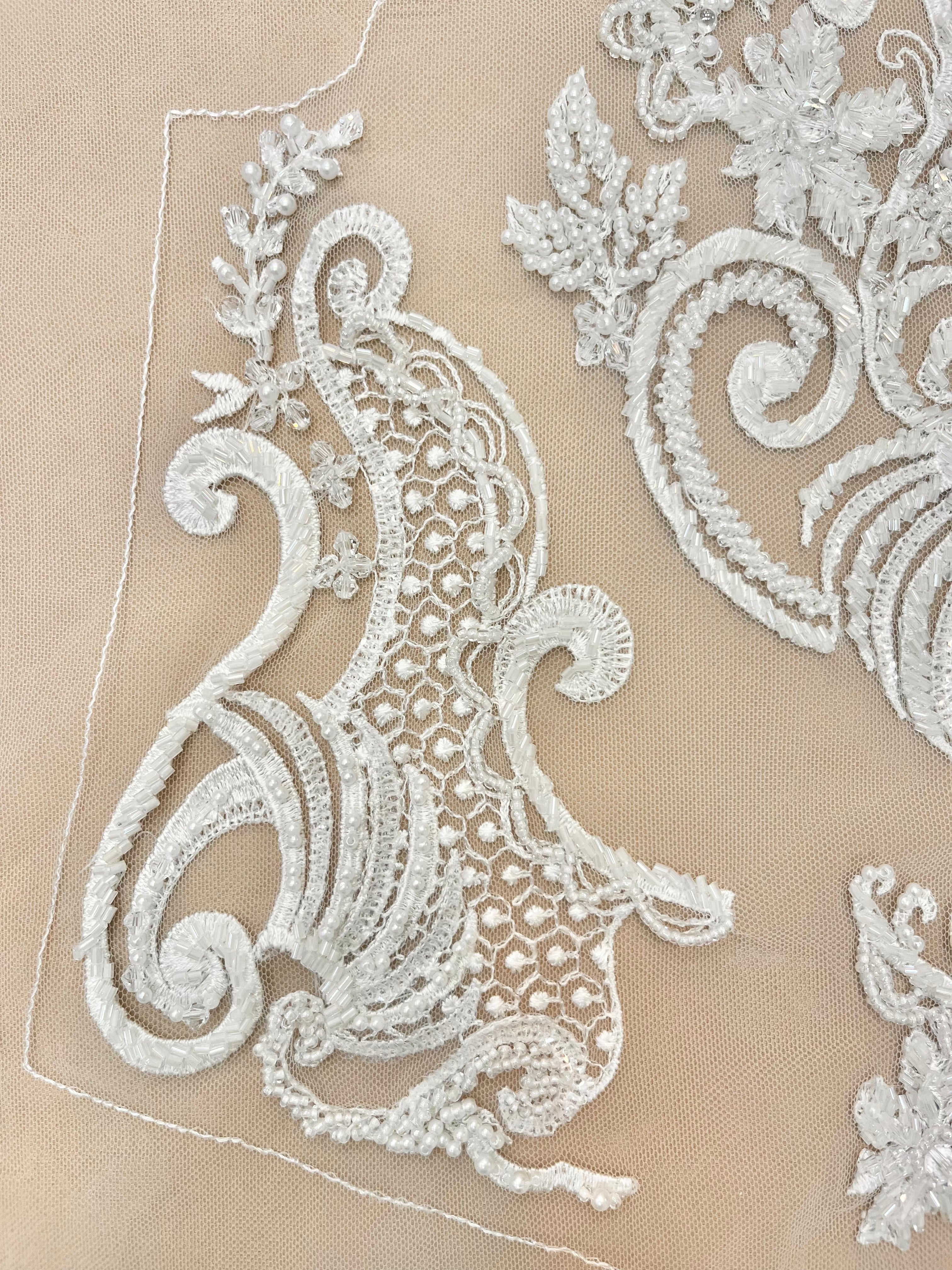 Set of Bust Panels with Geometric Pattern, with Crystals, Pearls and Sequins
