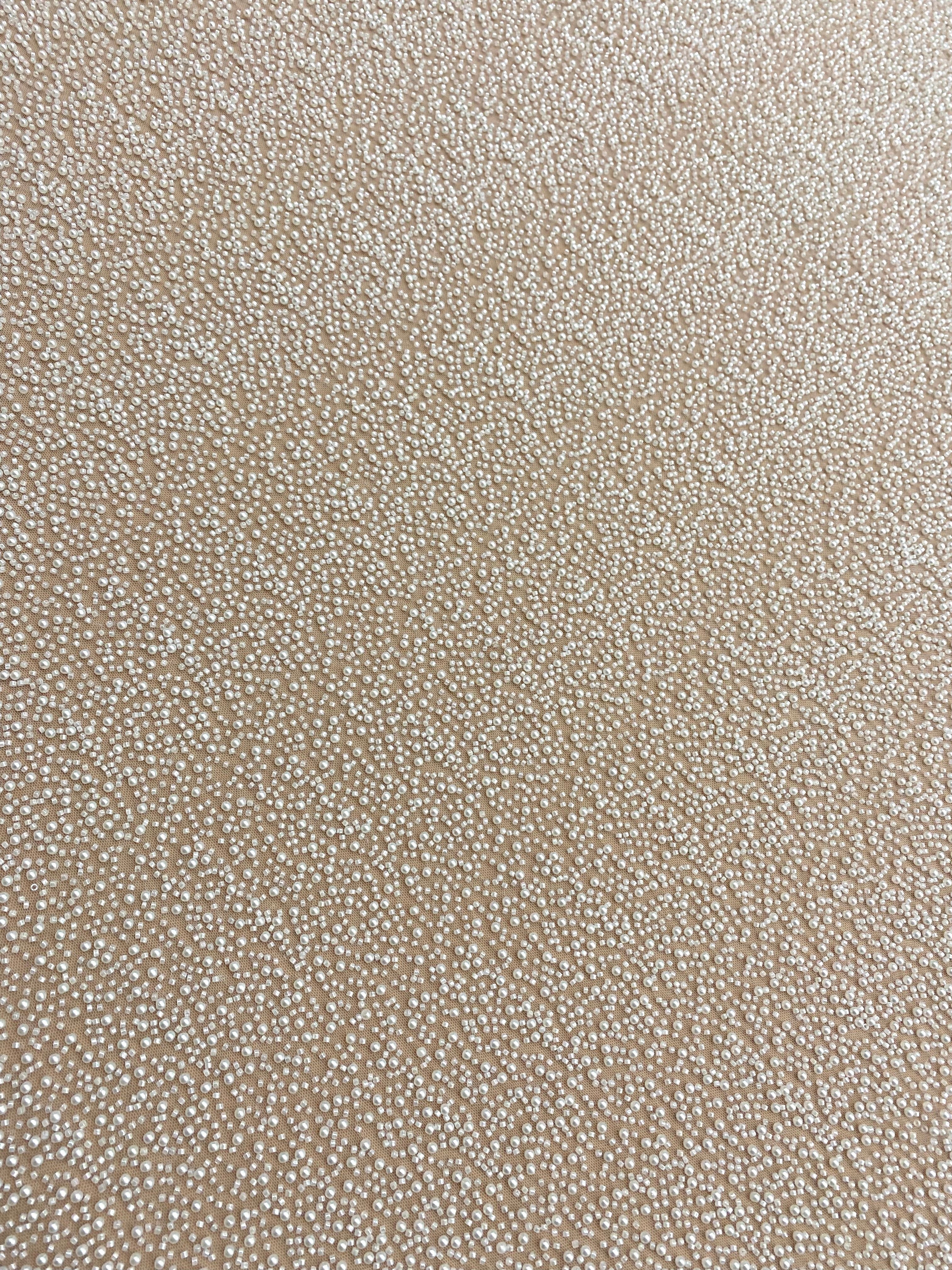 Ivory Couture Lace with General Pattern, with Pearls and Beads