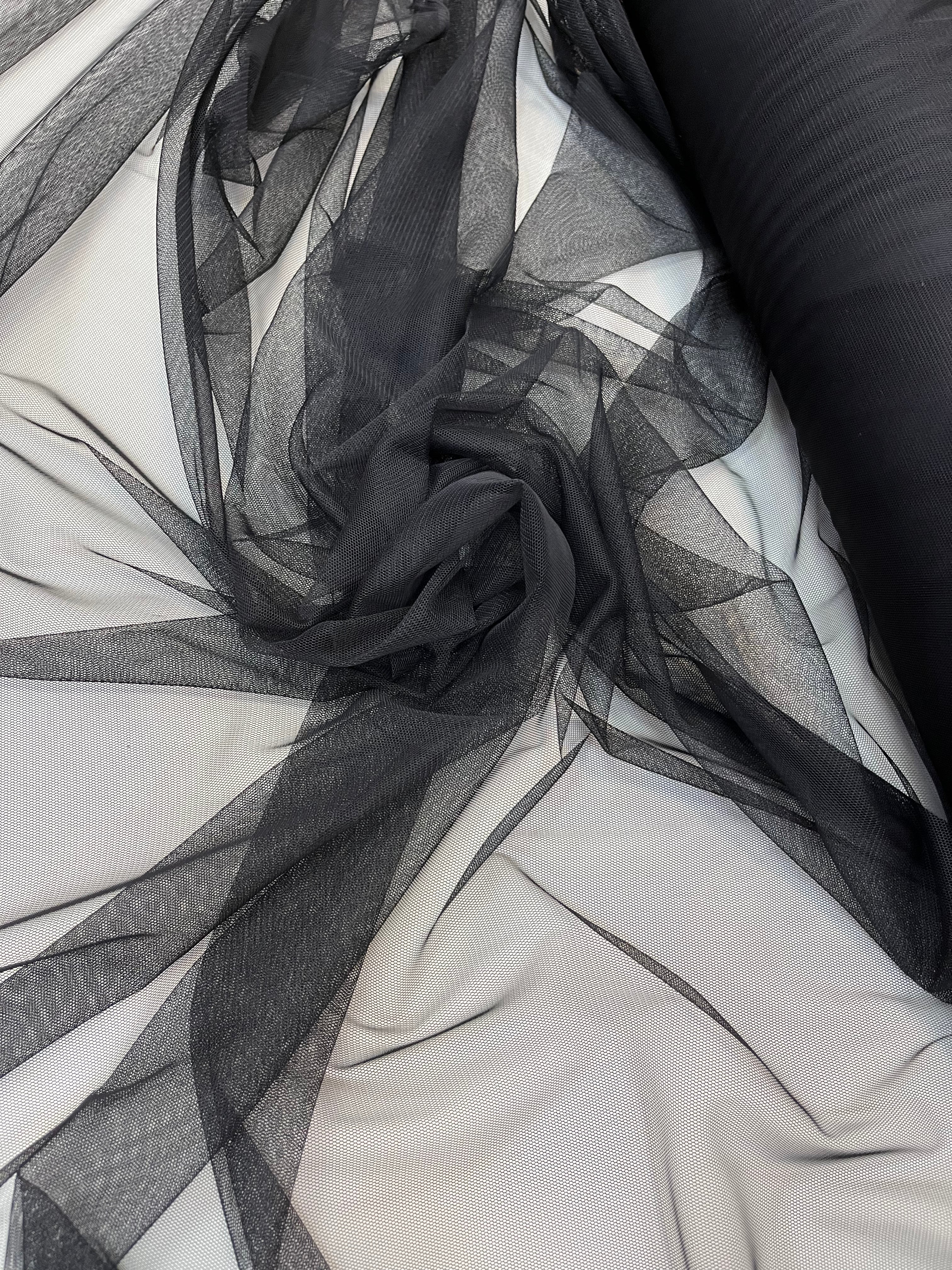 Black Elastic Tulle - 1.5 m Width