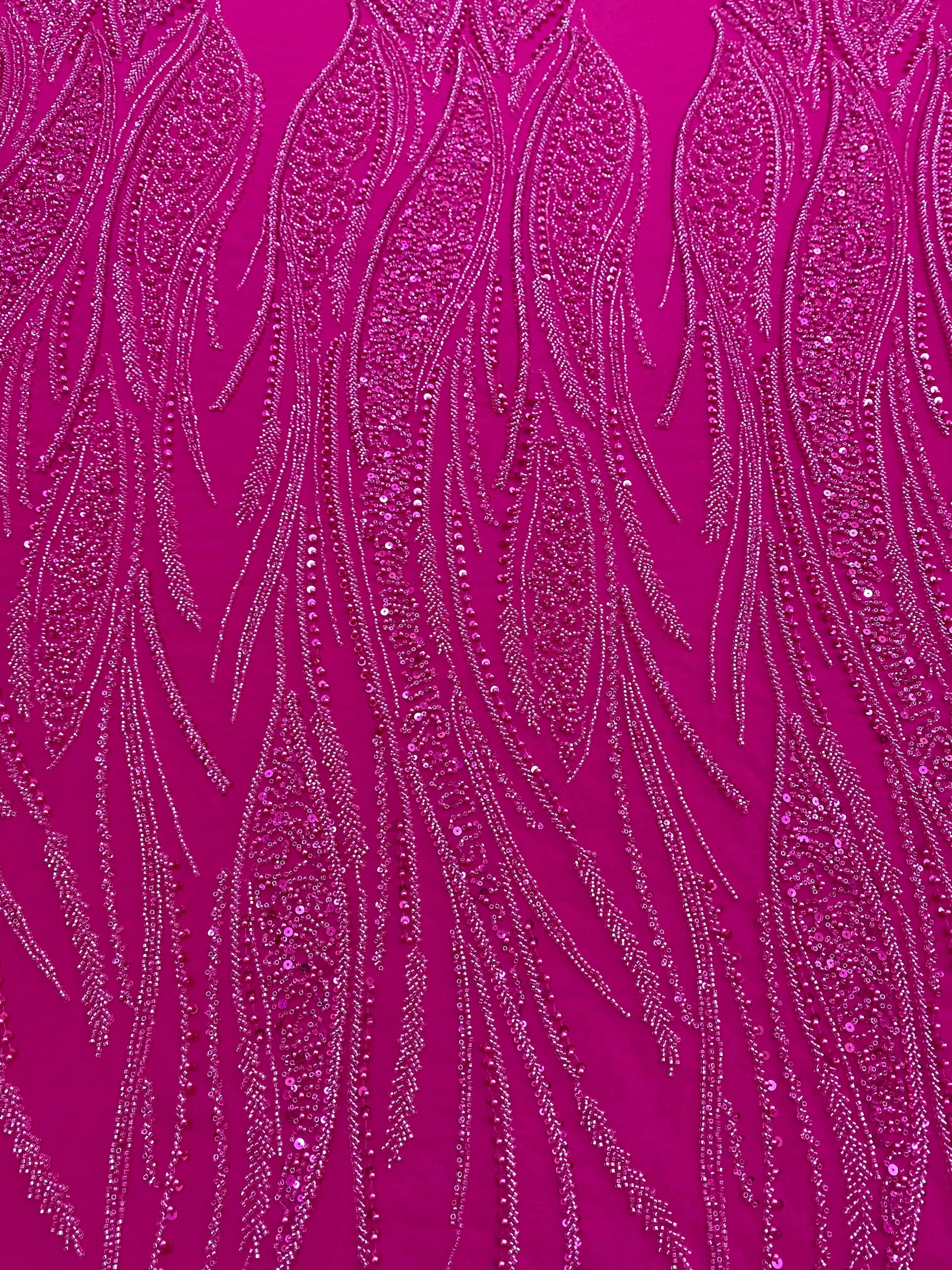 Dantela Couture Fucsia gyöngyökkel, gyöngyökkel és flitterekkel díszített panellel