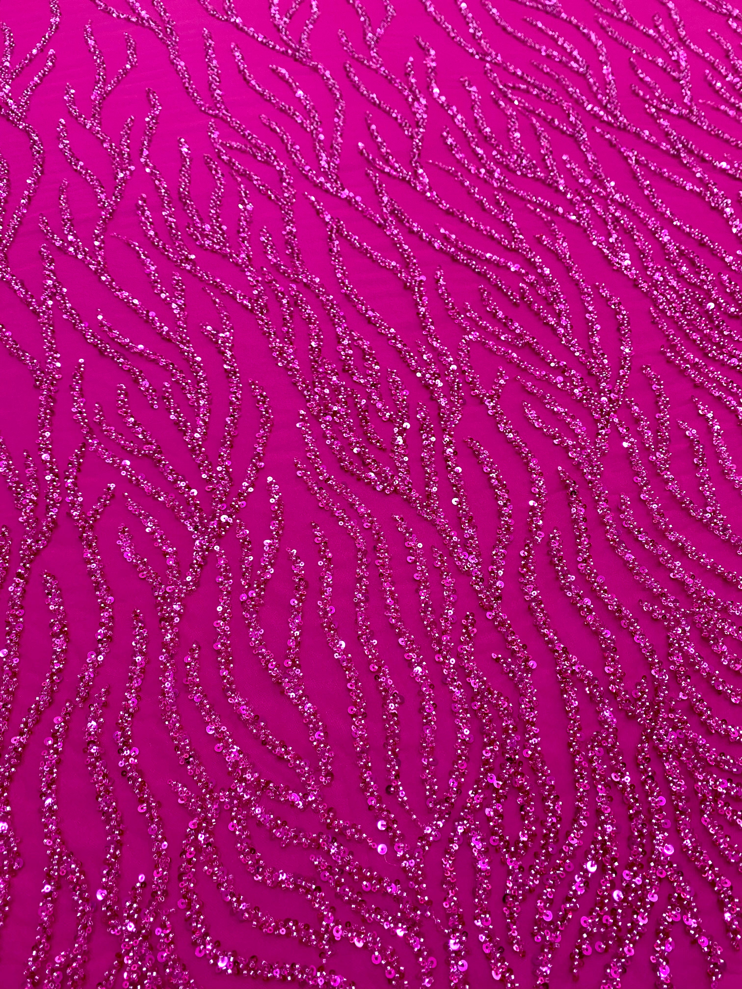 Silver Lace with Linear Pattern, with Pearls and Sequins