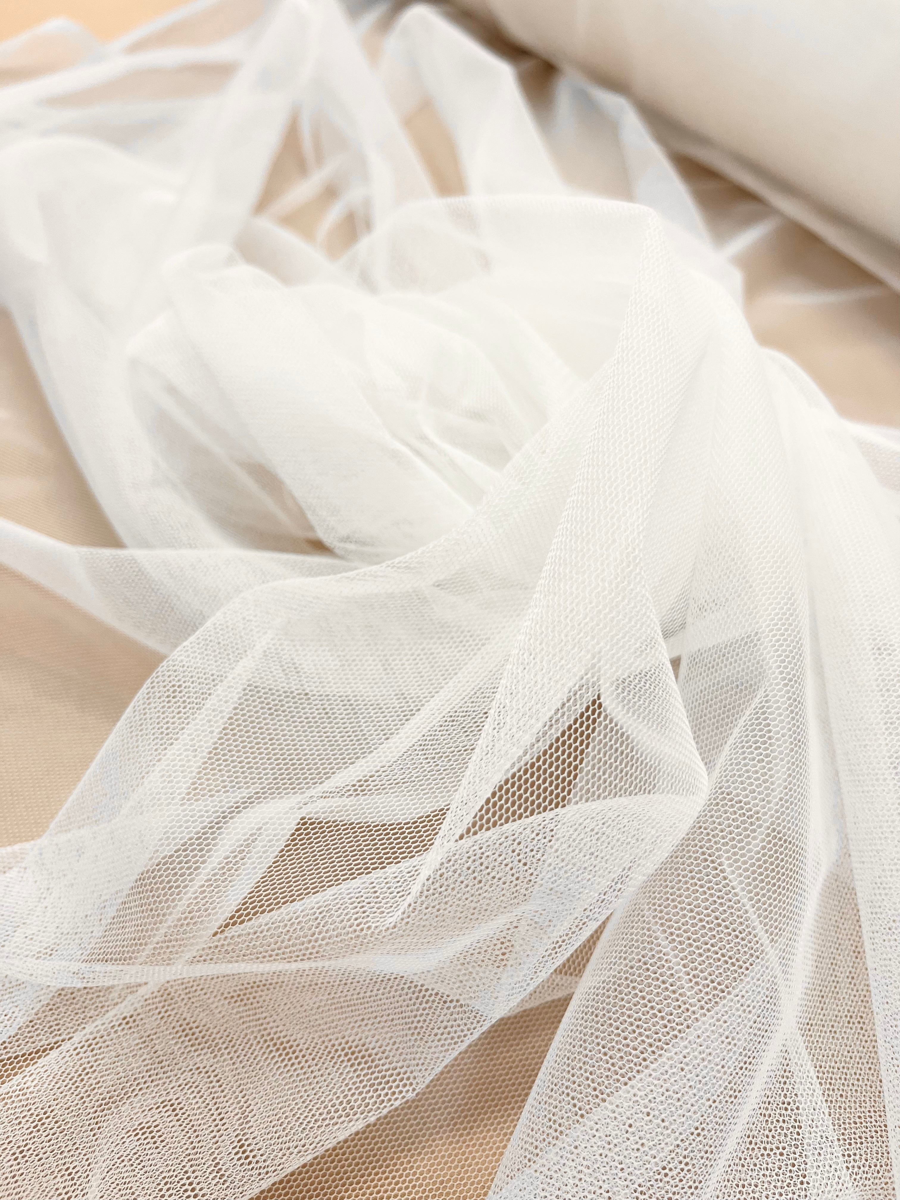 Light Cream Elastic Tulle - 1.5 m Width