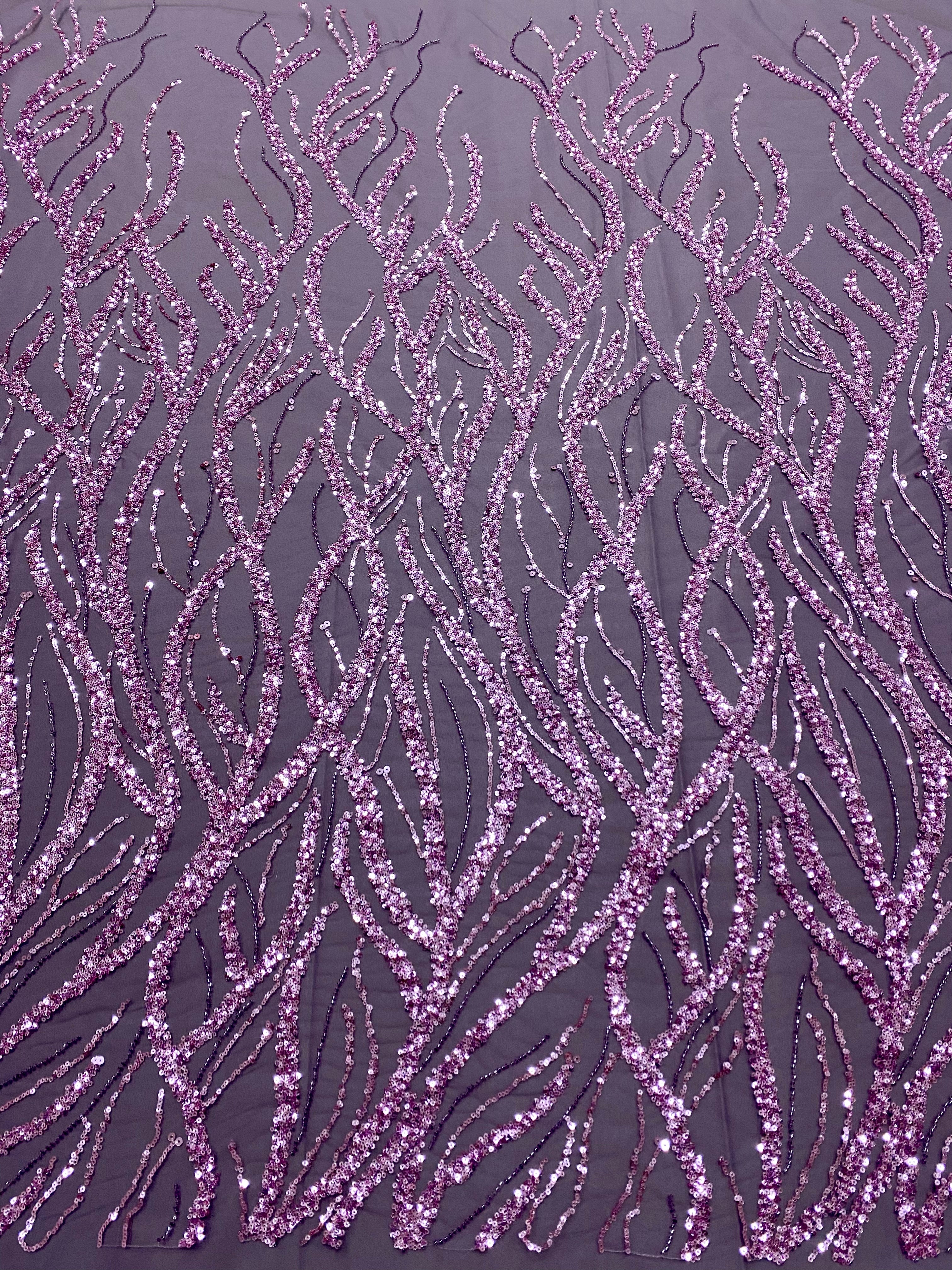 Powder Couture Lace with Strings, Beads and Sequins