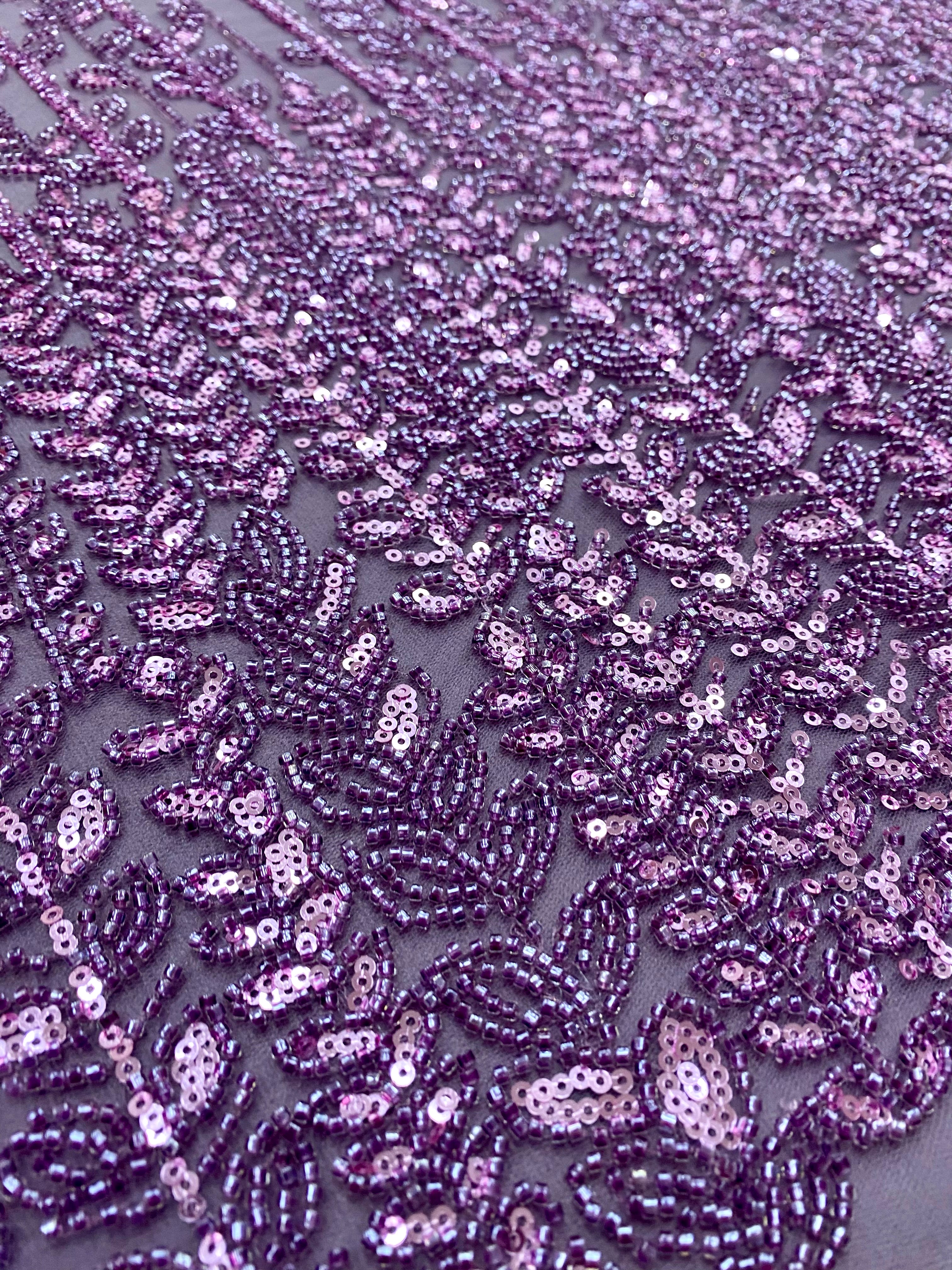 Silver Lace with Linear Pattern, with Pearls and Sequins
