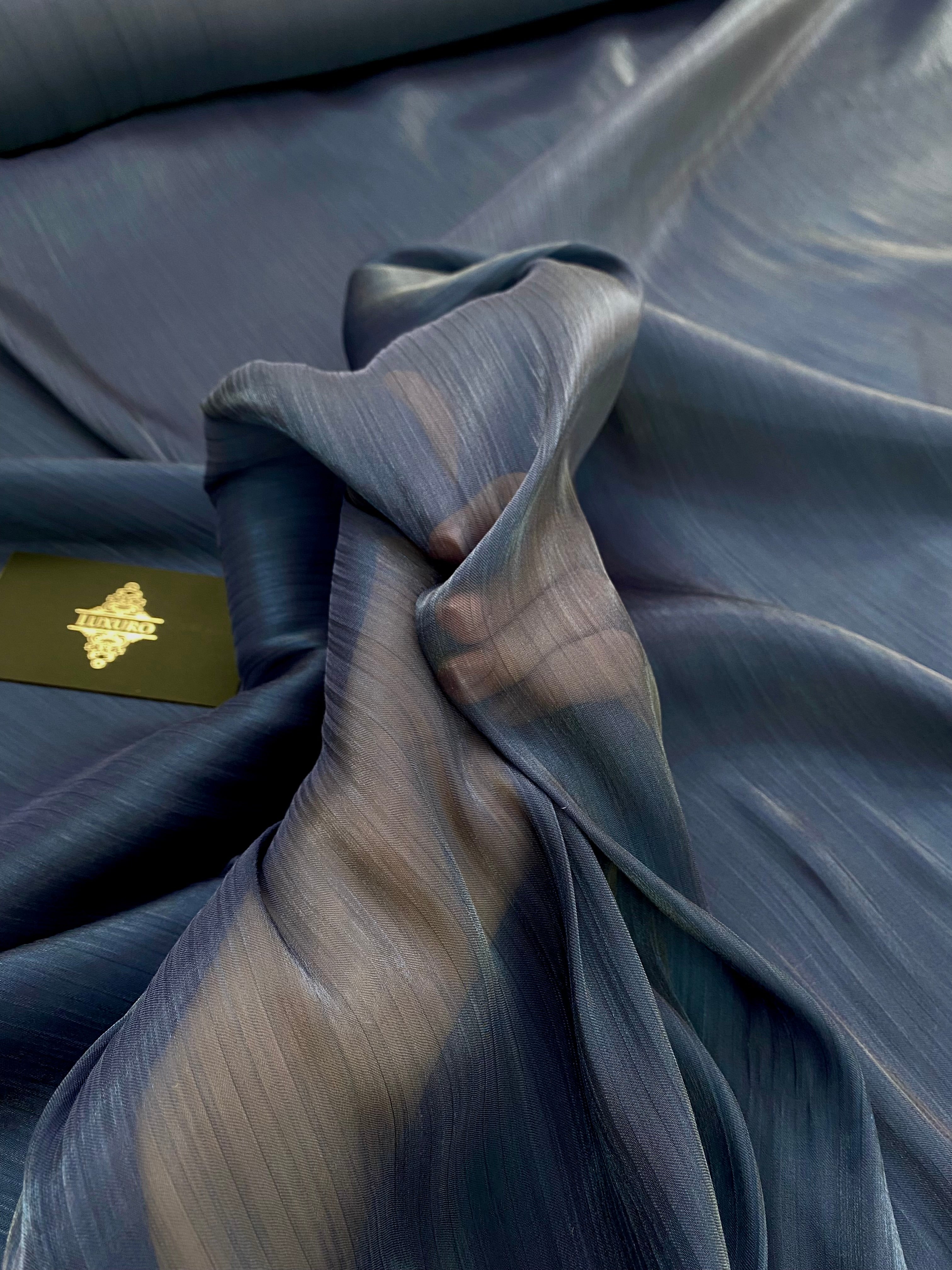 Navy Blue Crepe Filmed Veil