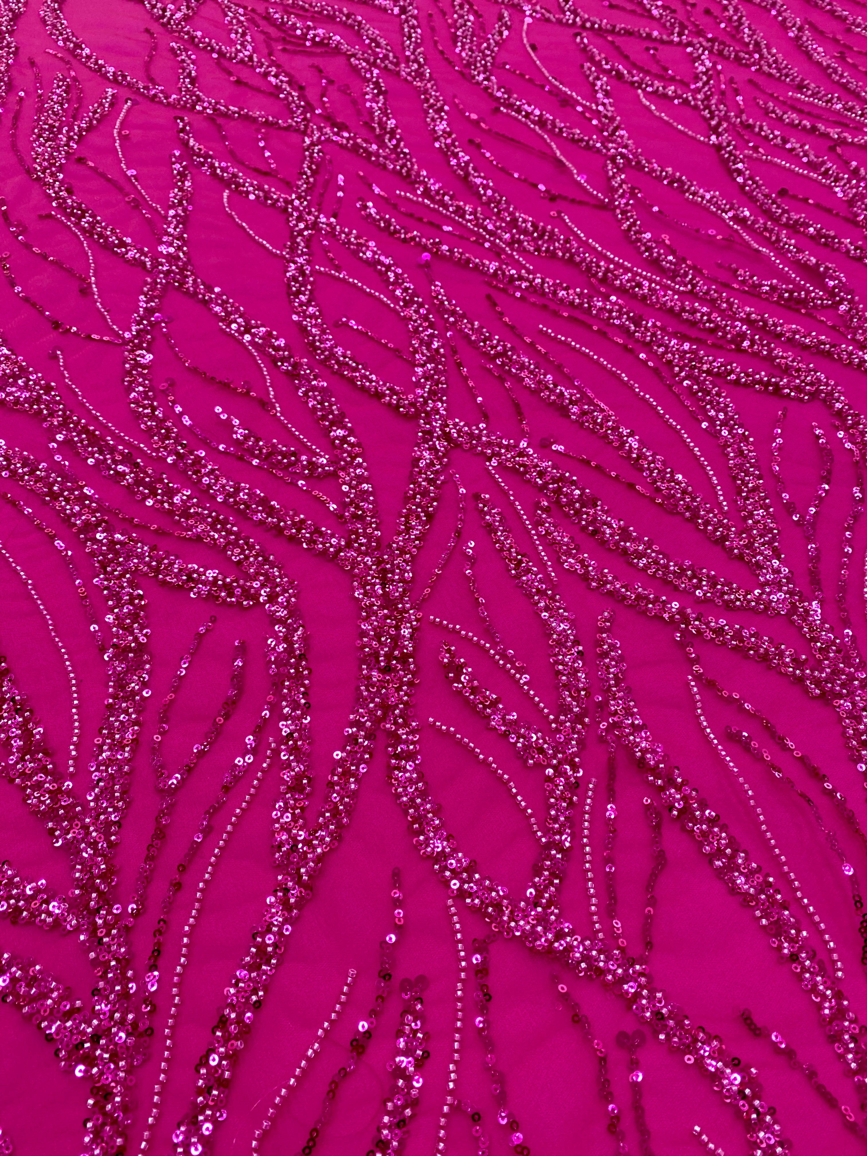Black Couture Lace with General Pattern, with Beads and Sequins 