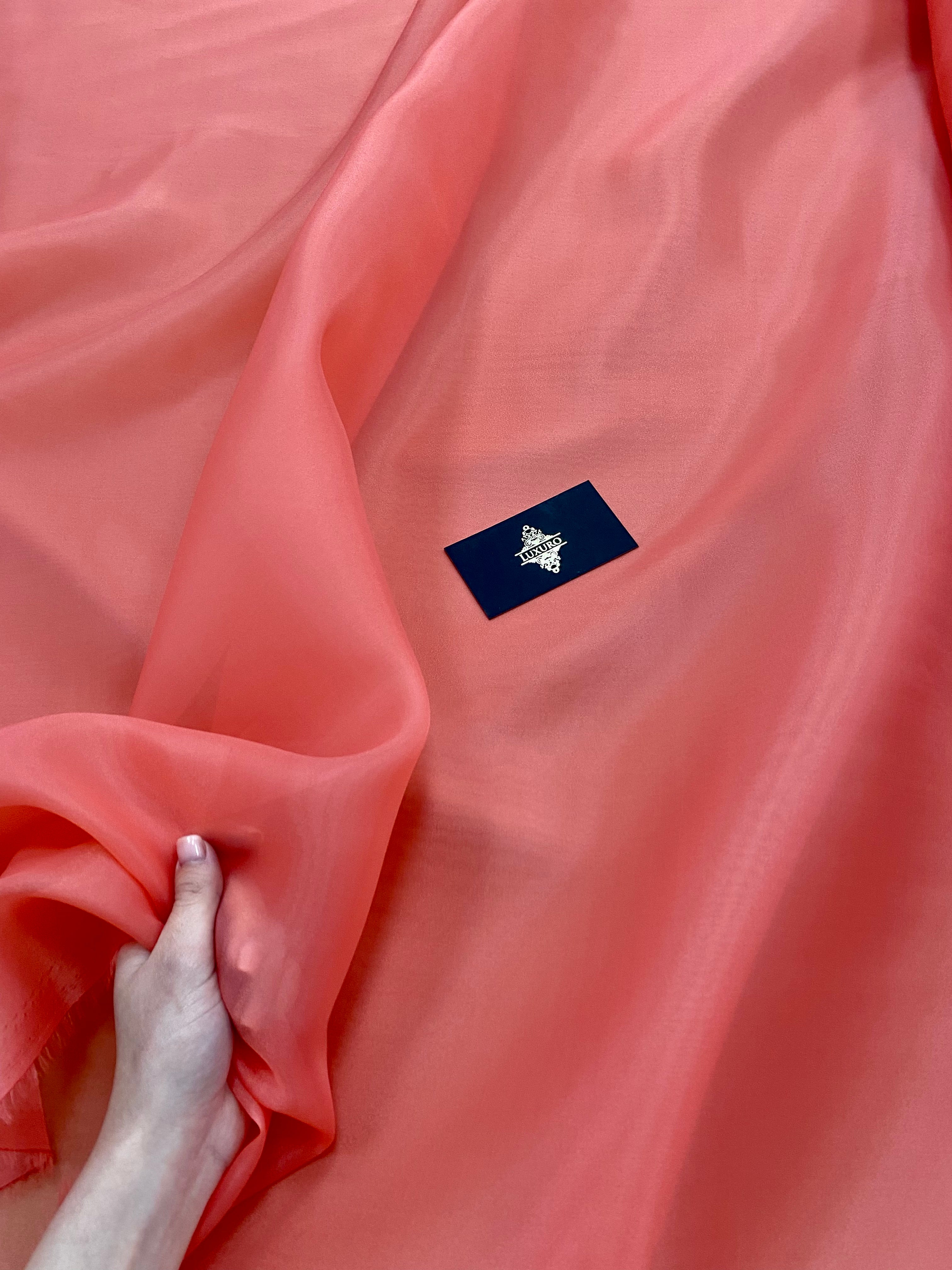 Organza Sidefata Roz Coral -  3 m Latime