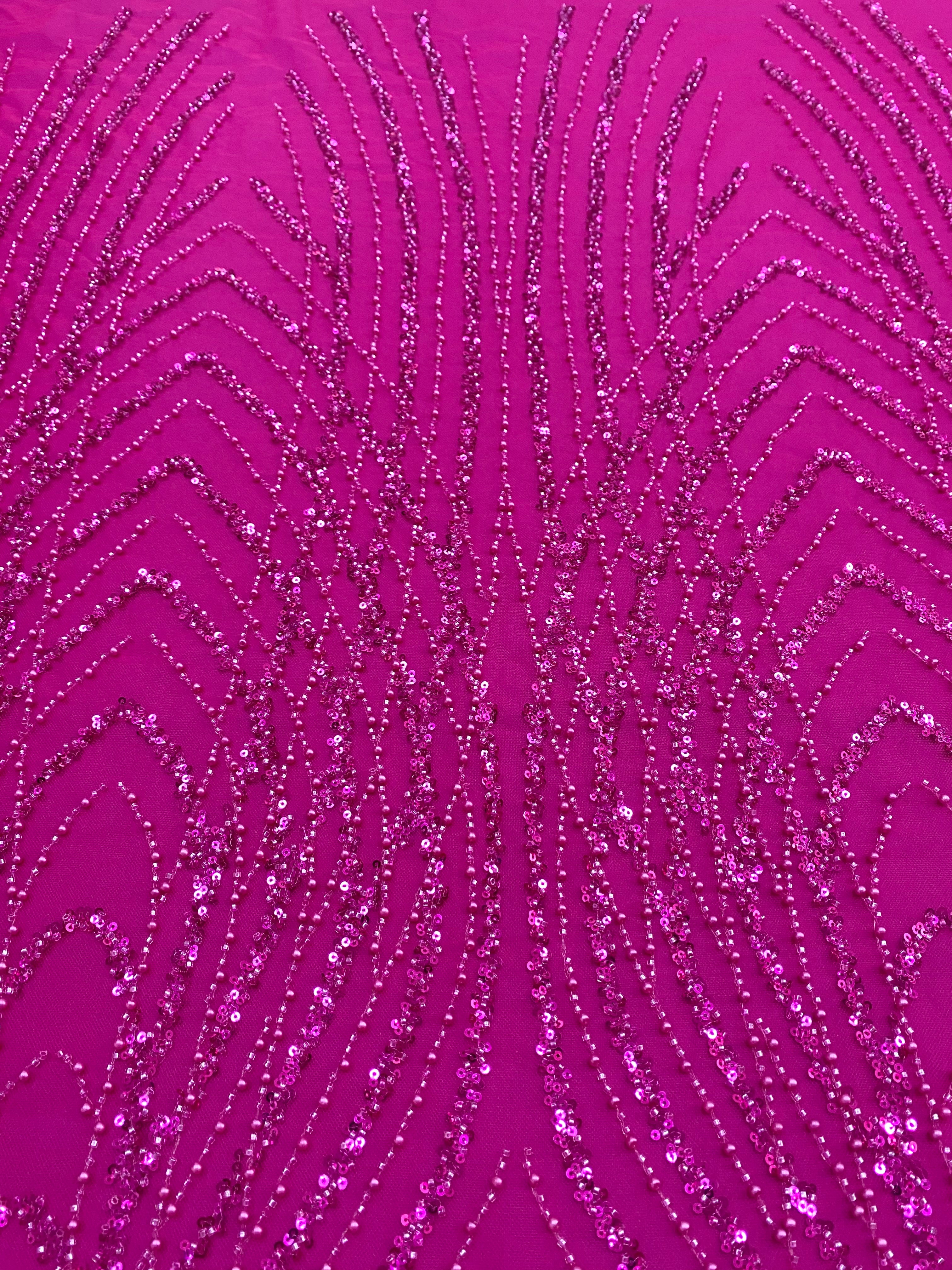 Silver Lace with Linear Pattern, with Pearls and Sequins