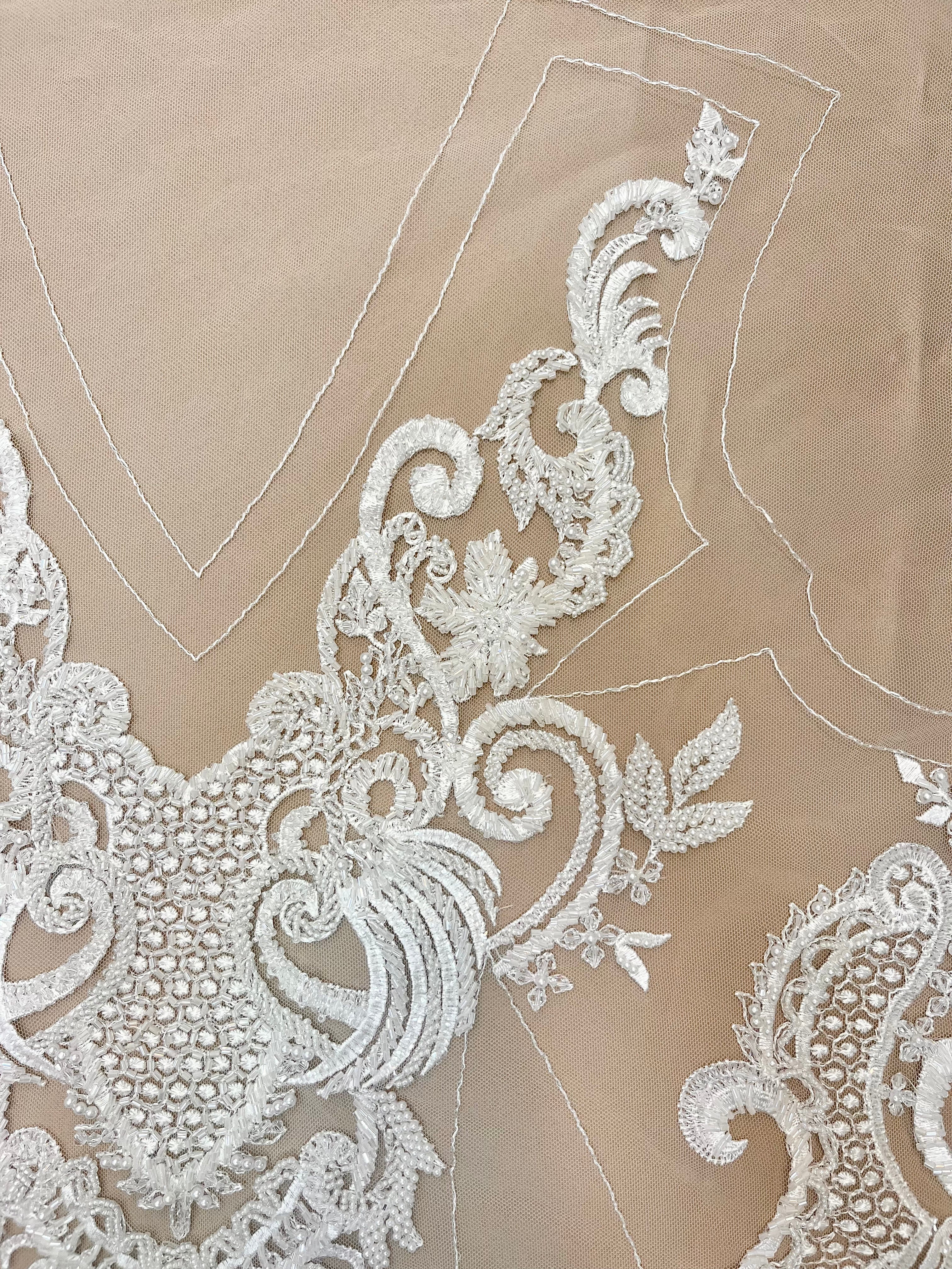 Set of Bust Panels with Geometric Pattern, with Crystals, Pearls and Sequins