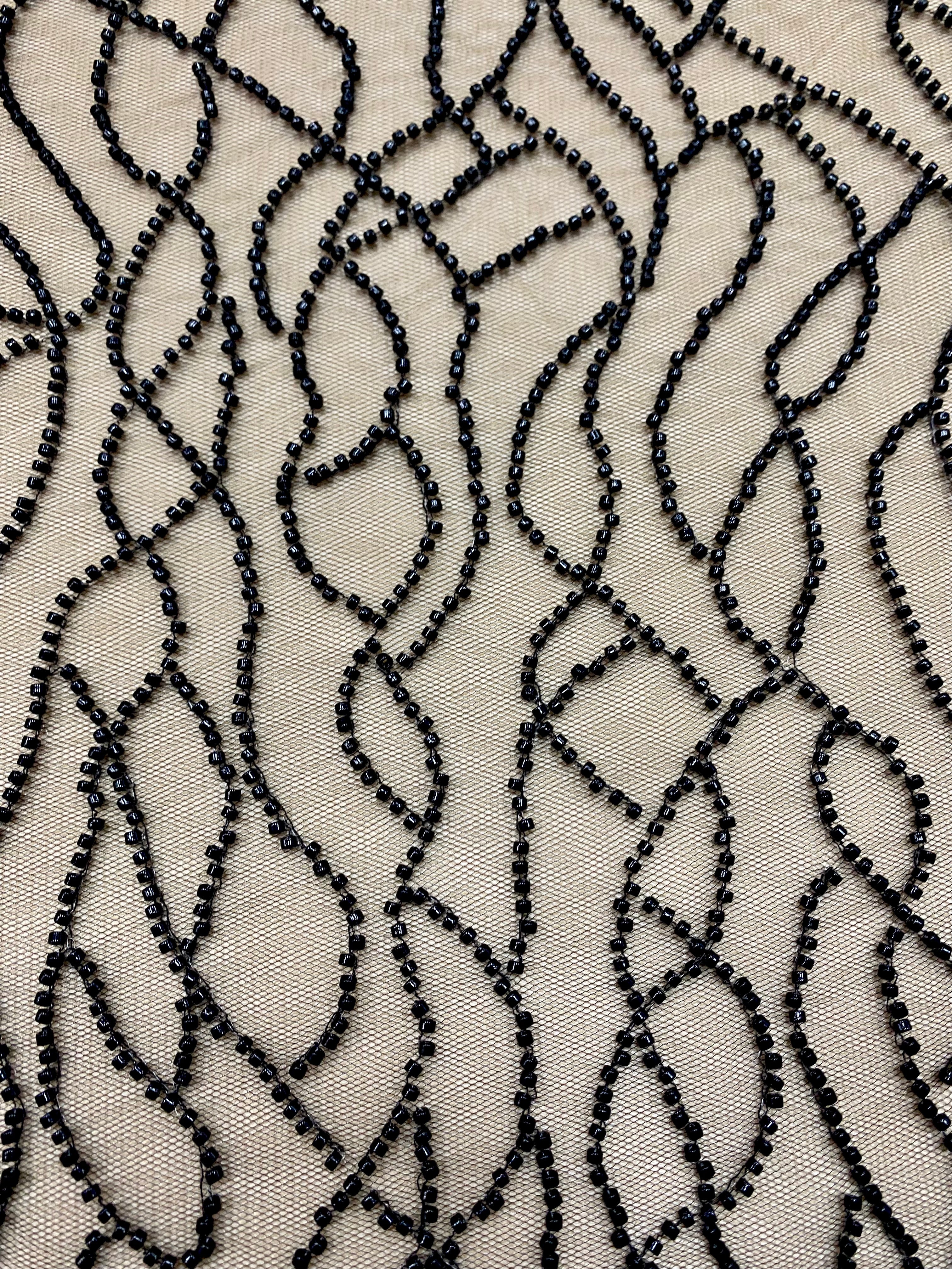 Black Couture Lace with Beaded Strings