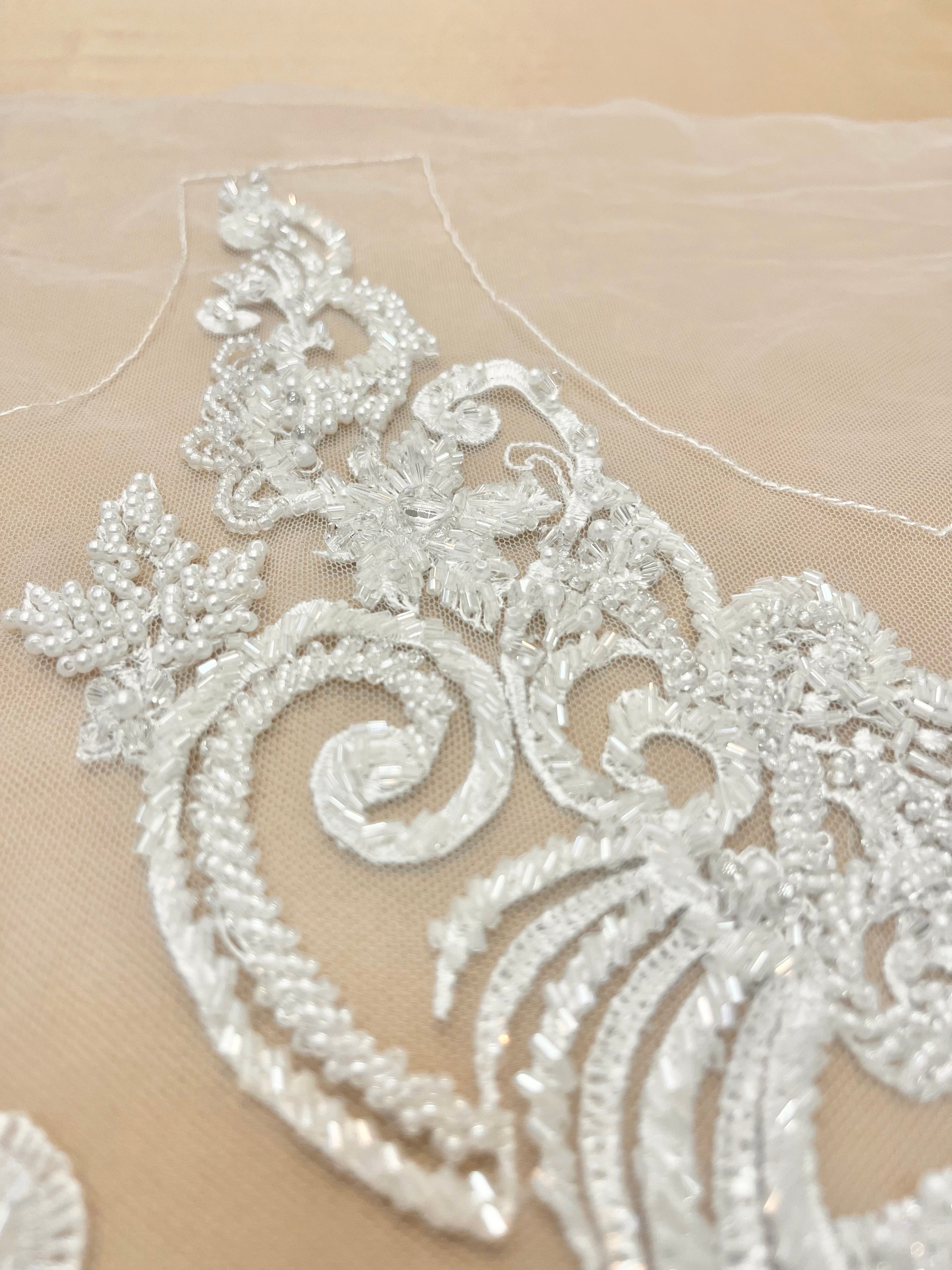 Set of Bust Panels with Geometric Pattern, with Crystals, Pearls and Sequins