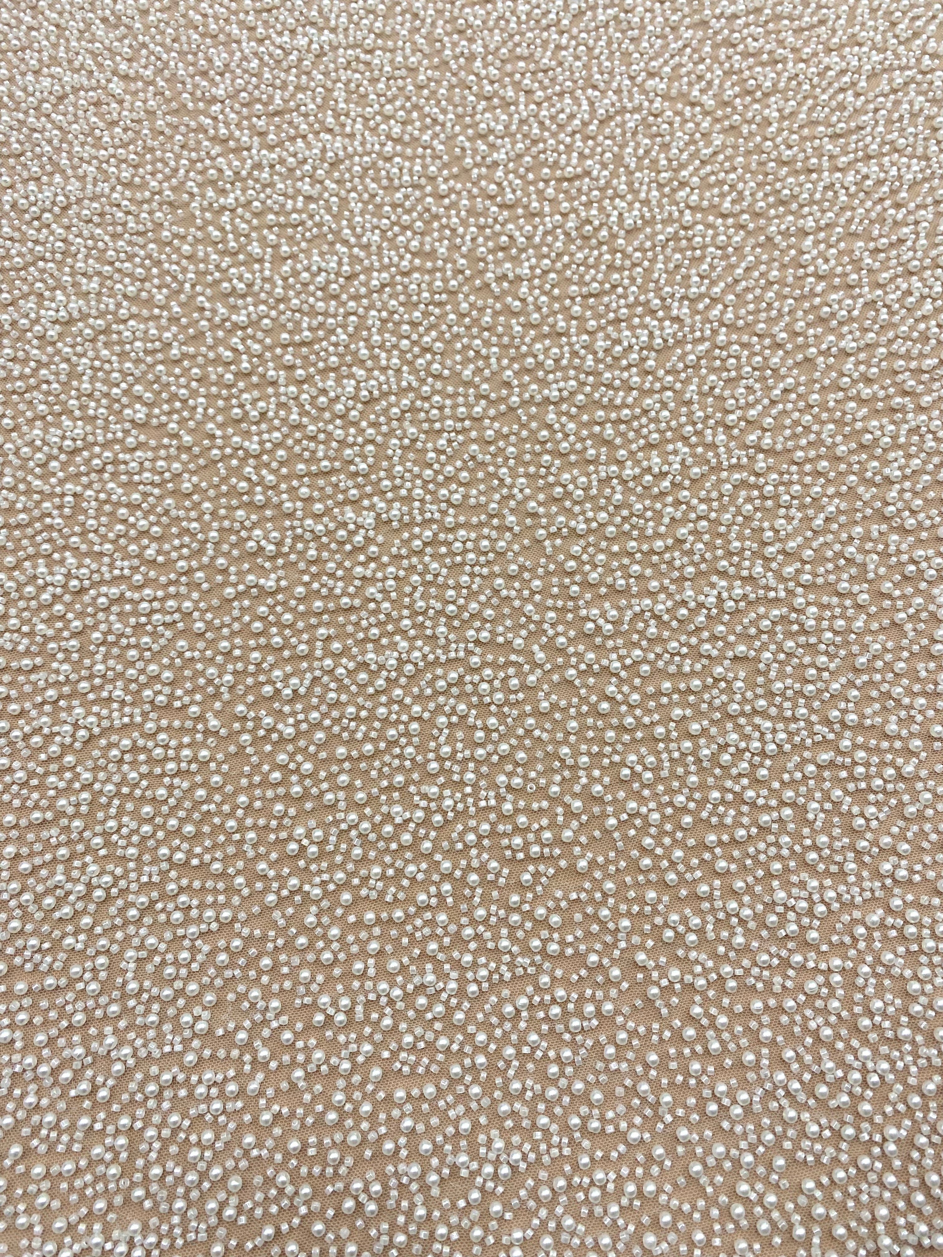 Ivory Couture Lace with General Pattern, with Pearls and Beads