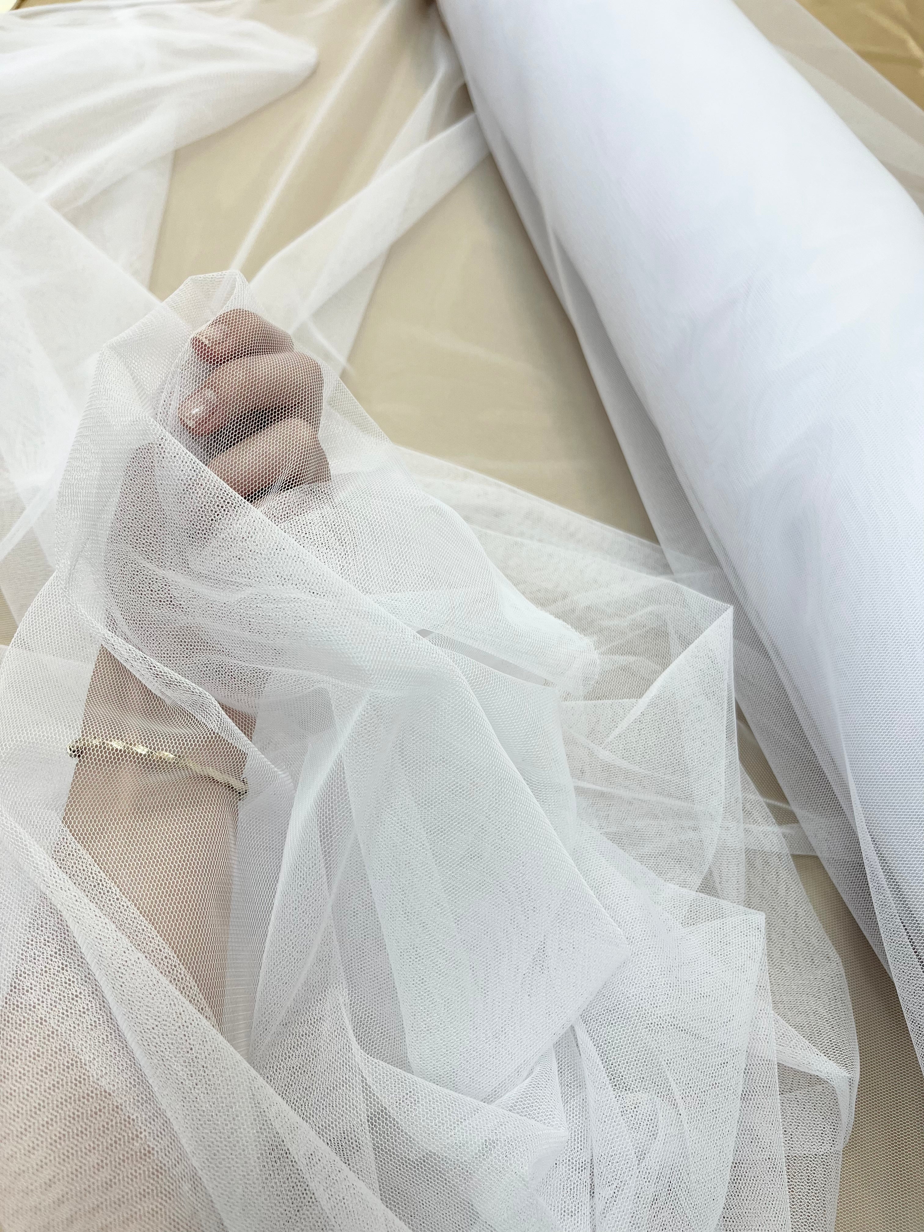 White Elastic Tulle - 1.5 m Width