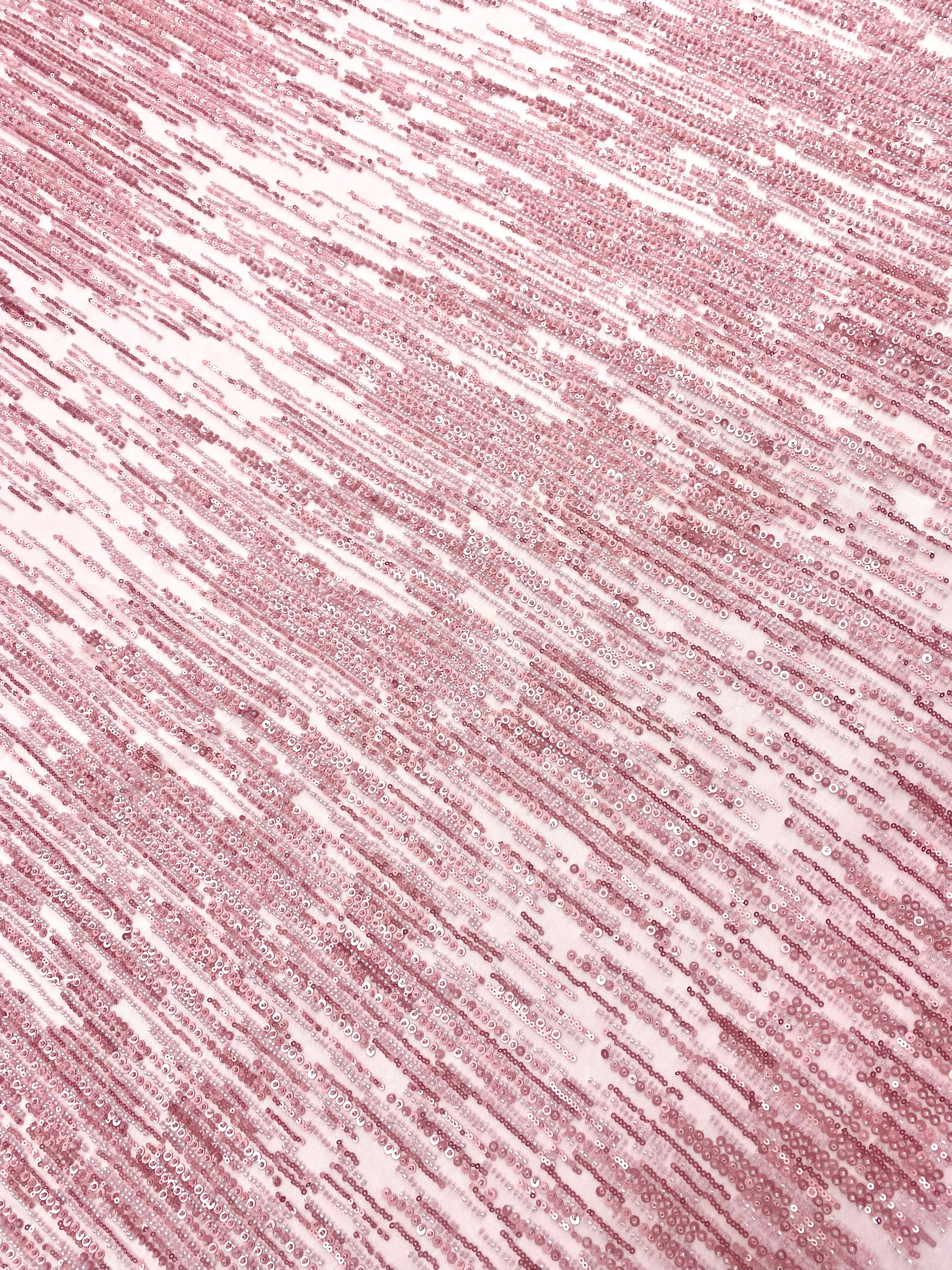 Pink Couture Lace with Linear Pattern, with Beads and Sequins 