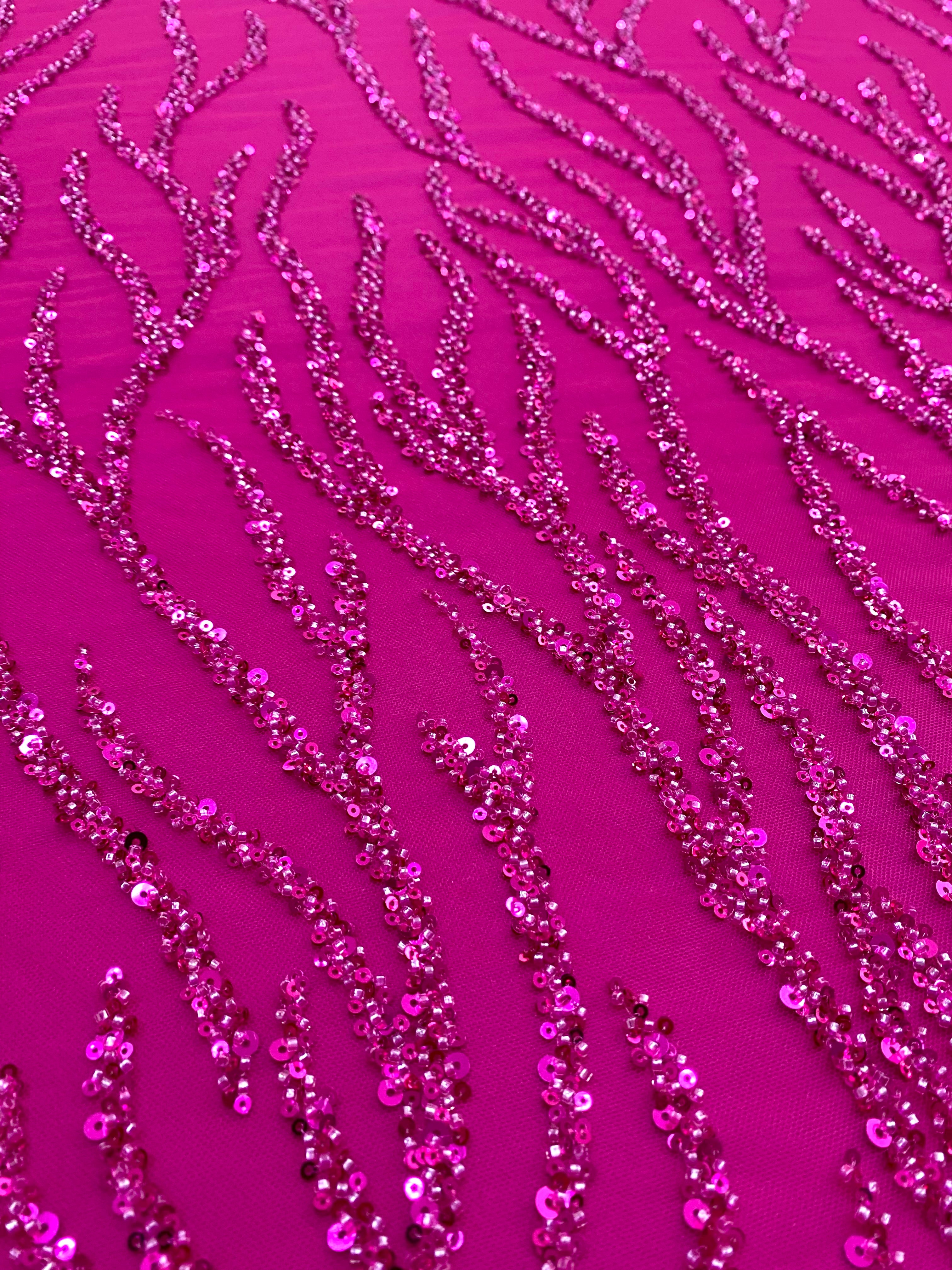 Silver Lace with Linear Pattern, with Pearls and Sequins