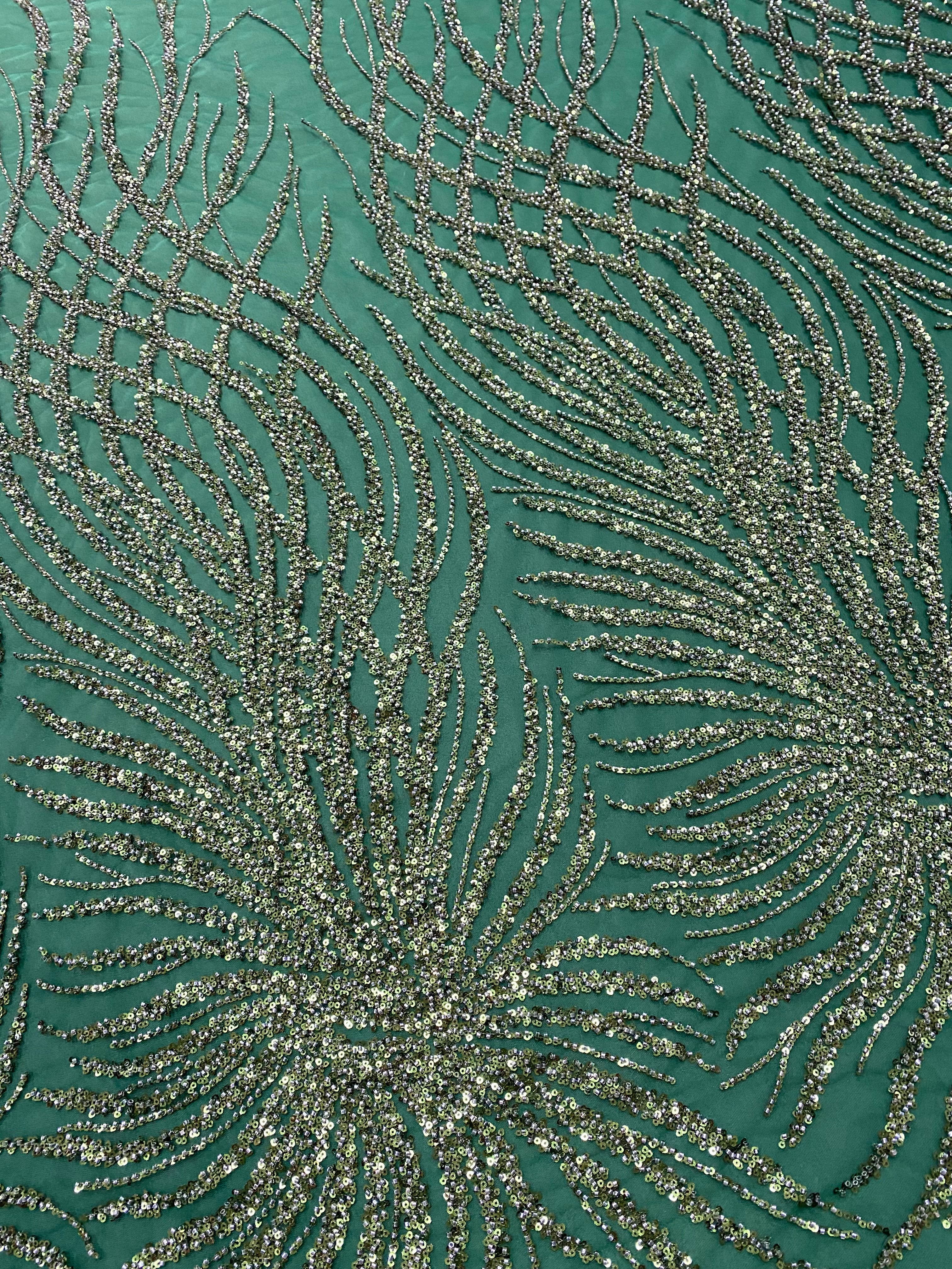 Dantela Couture Smaragdzöld gyöngyökkel és flitterekkel