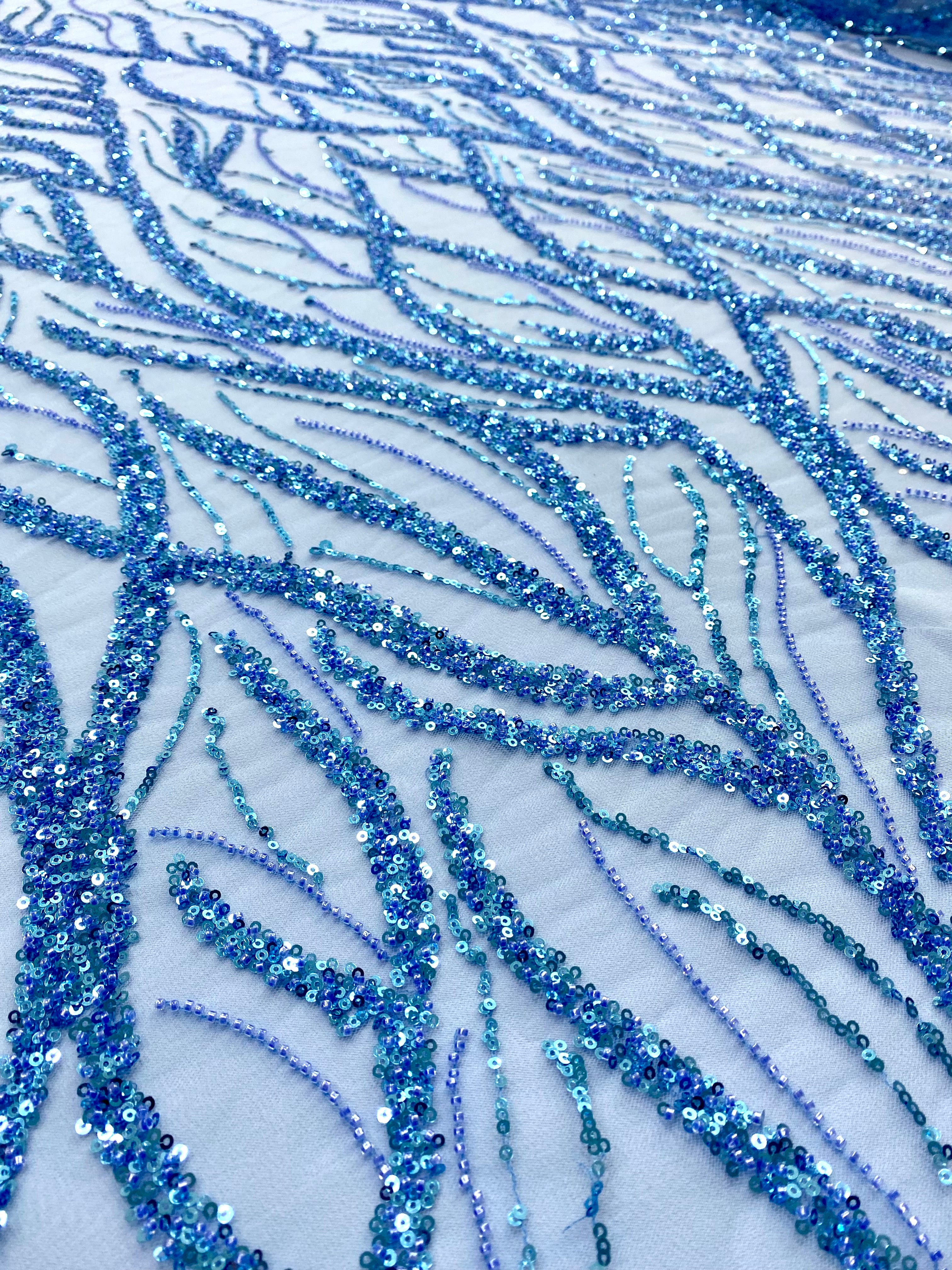 Silver Lace with Strings, Beads and Sequins