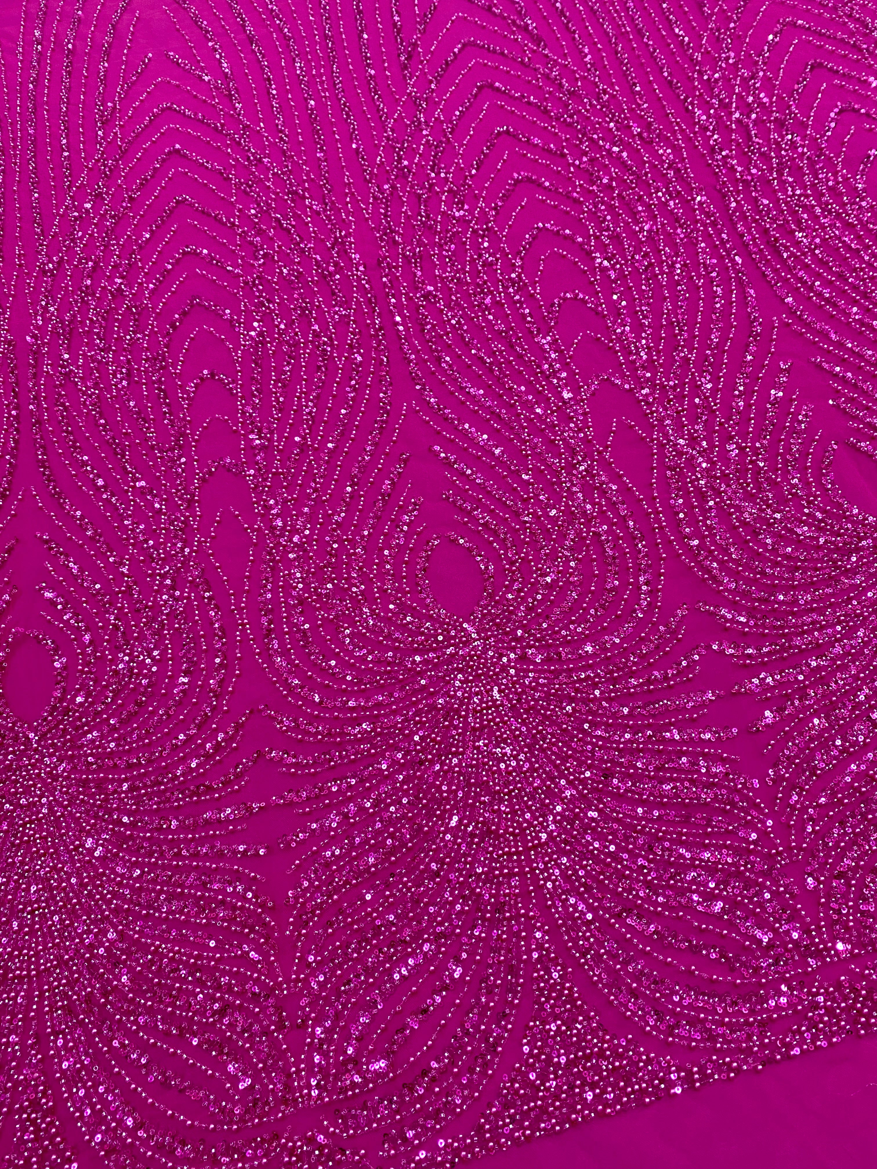 Silver Lace with Linear Pattern, with Pearls and Sequins