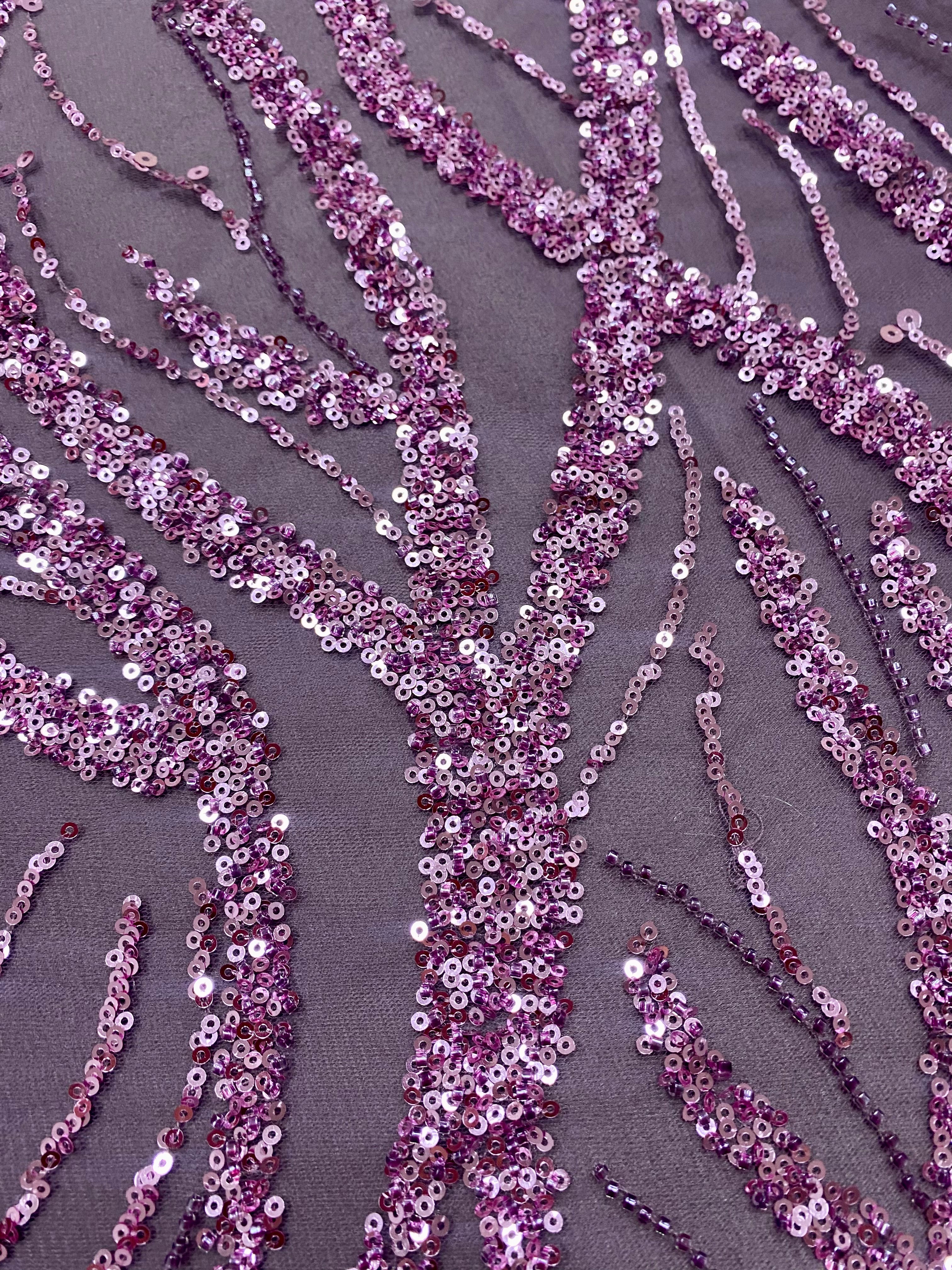 Powder Couture Lace with Strings, Beads and Sequins