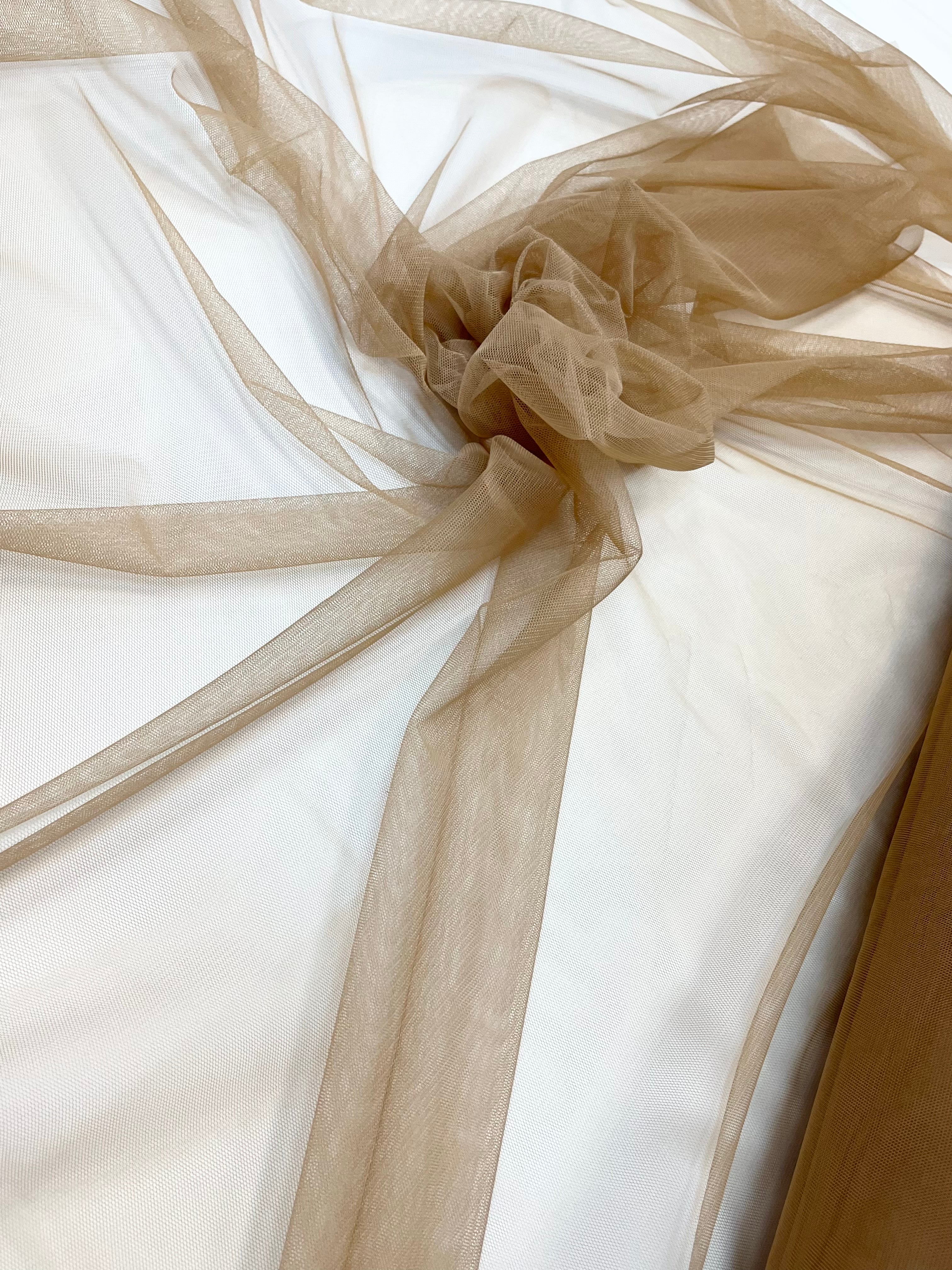 Dark Nude Elastic Tulle - 1.5 m Width