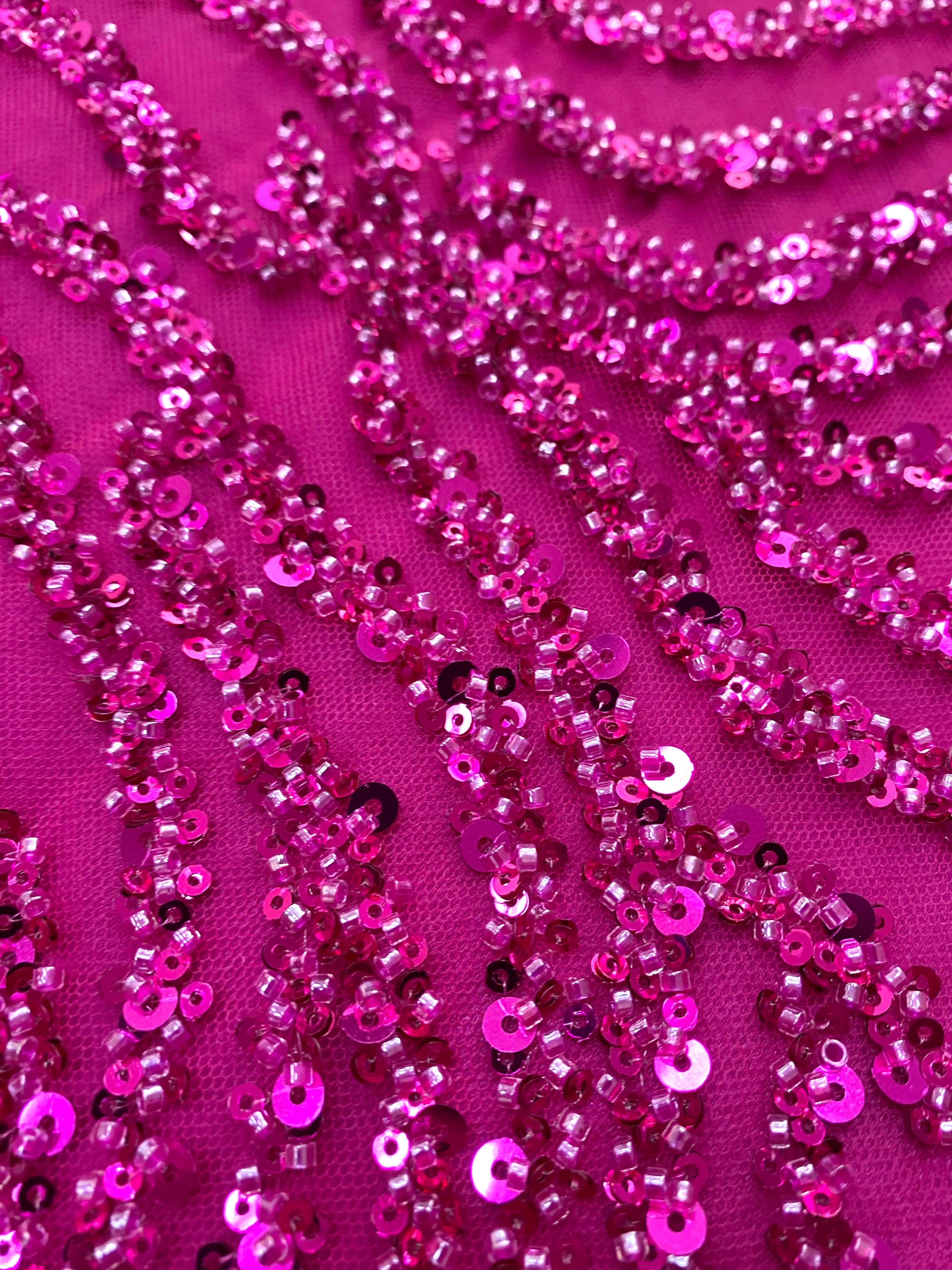 Silver Lace with Linear Pattern, with Pearls and Sequins