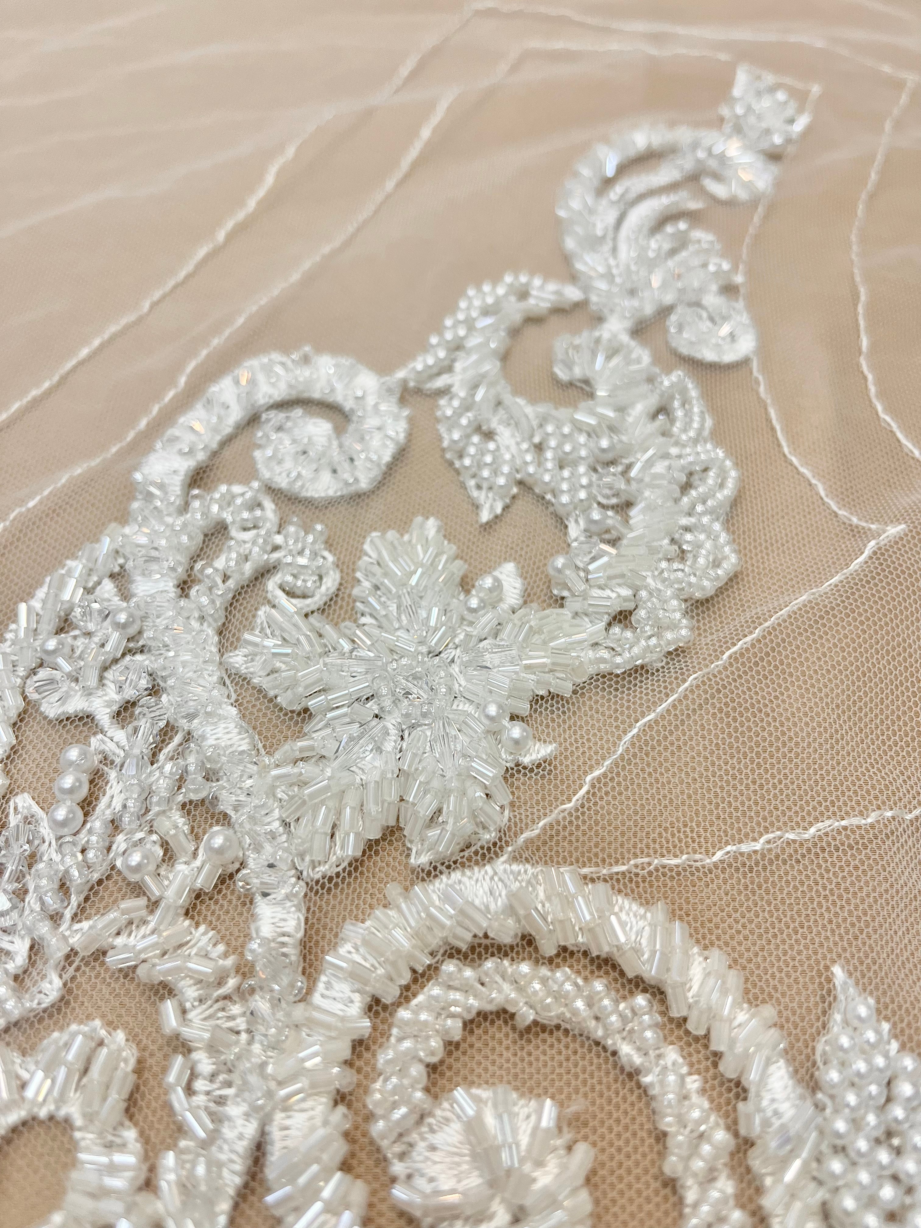 Set of Bust Panels with Geometric Pattern, with Crystals, Pearls and Sequins