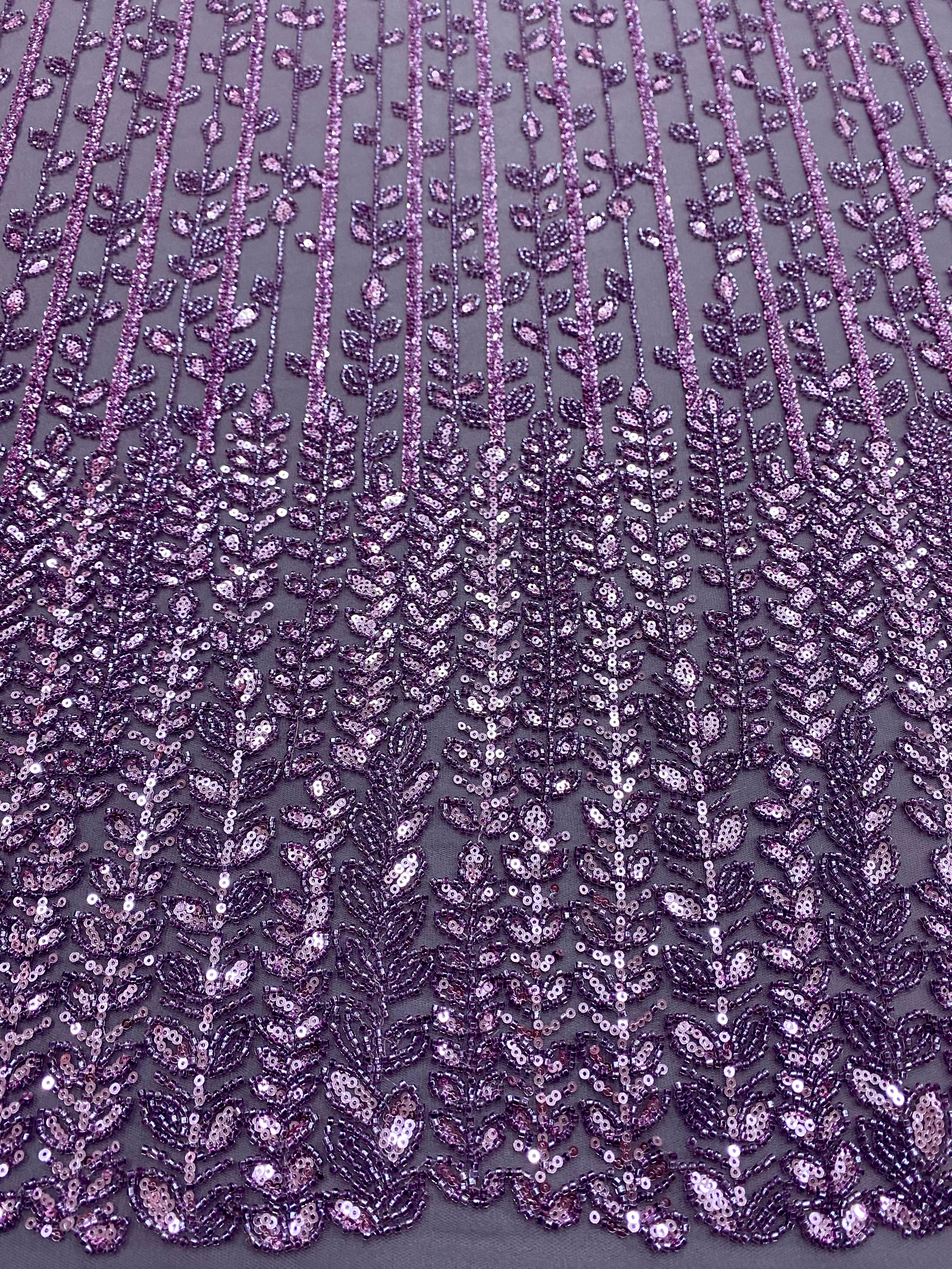 Silver Lace with Linear Pattern, with Pearls and Sequins