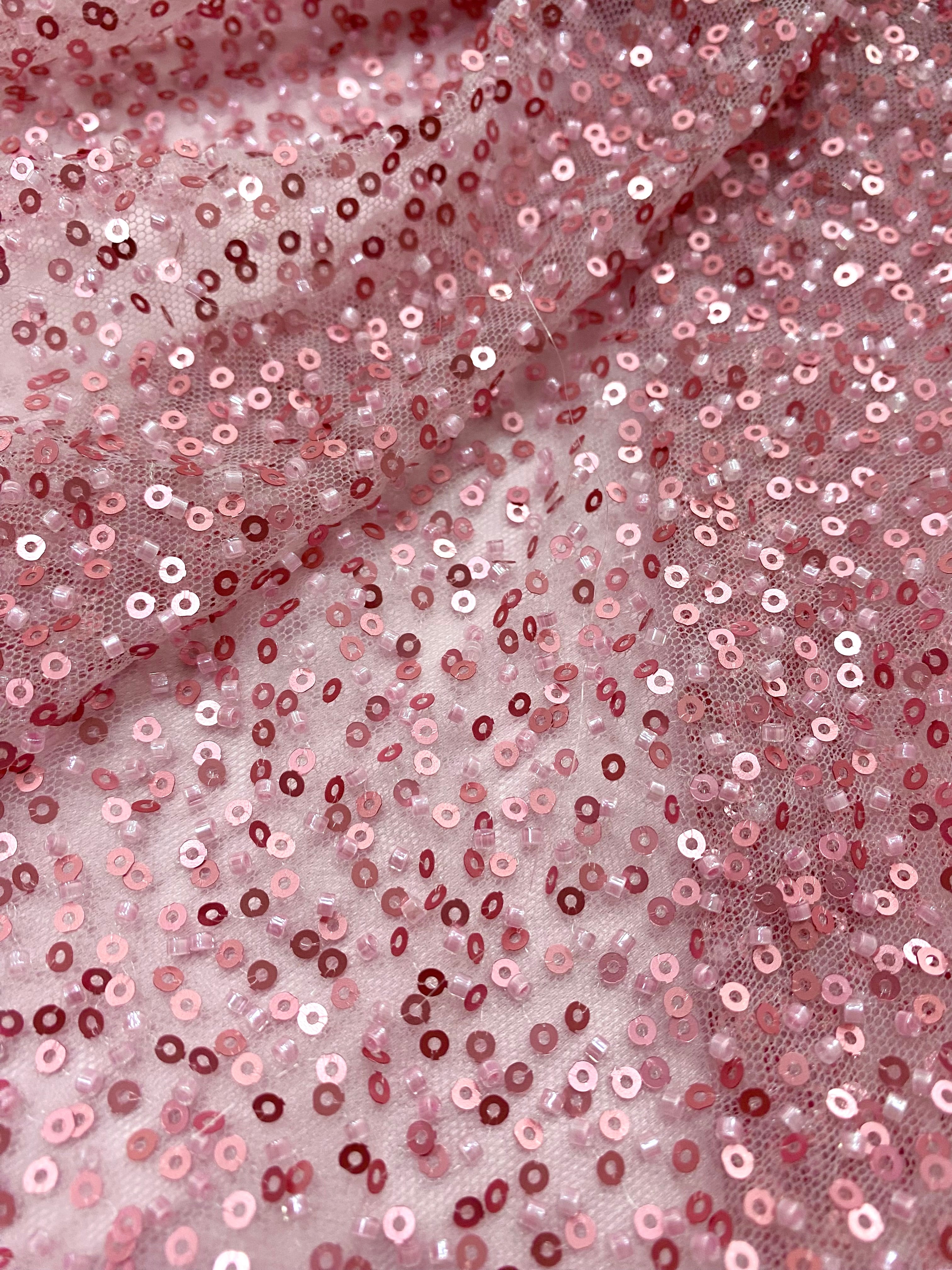 Silver Lace with Linear Pattern, with Pearls and Sequins