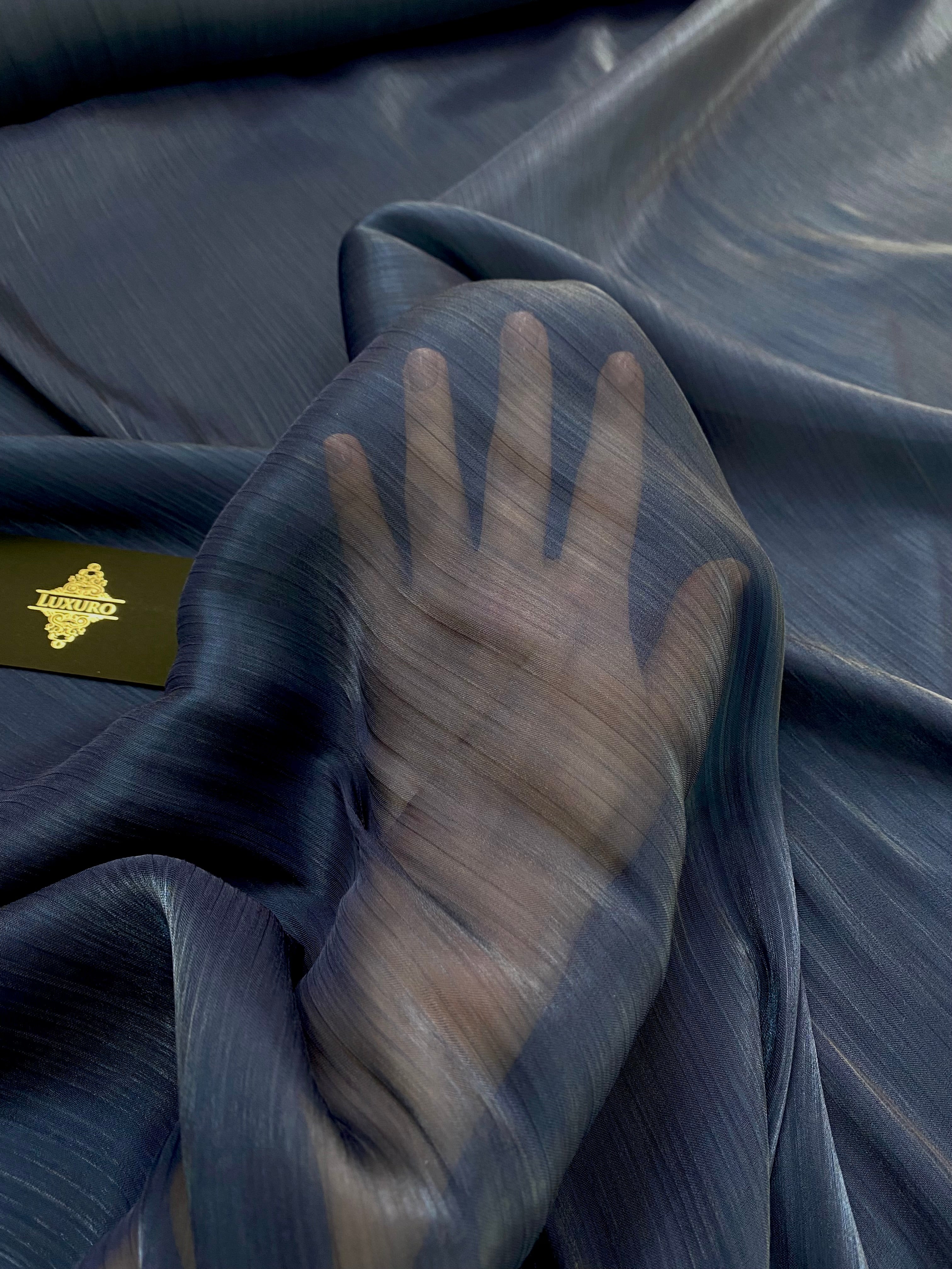 Navy Blue Crepe Filmed Veil