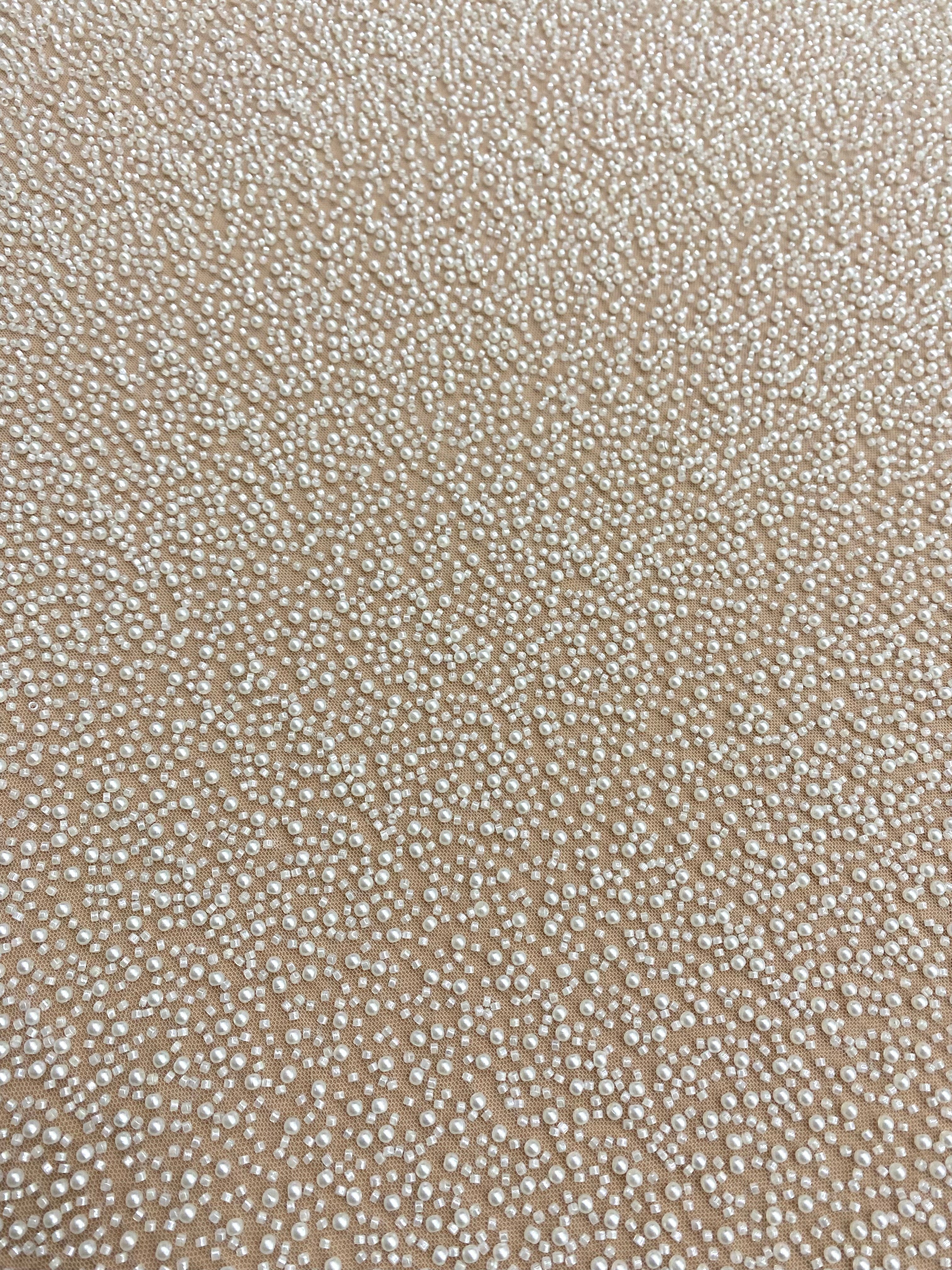 Ivory Couture Lace with General Pattern, with Pearls and Beads