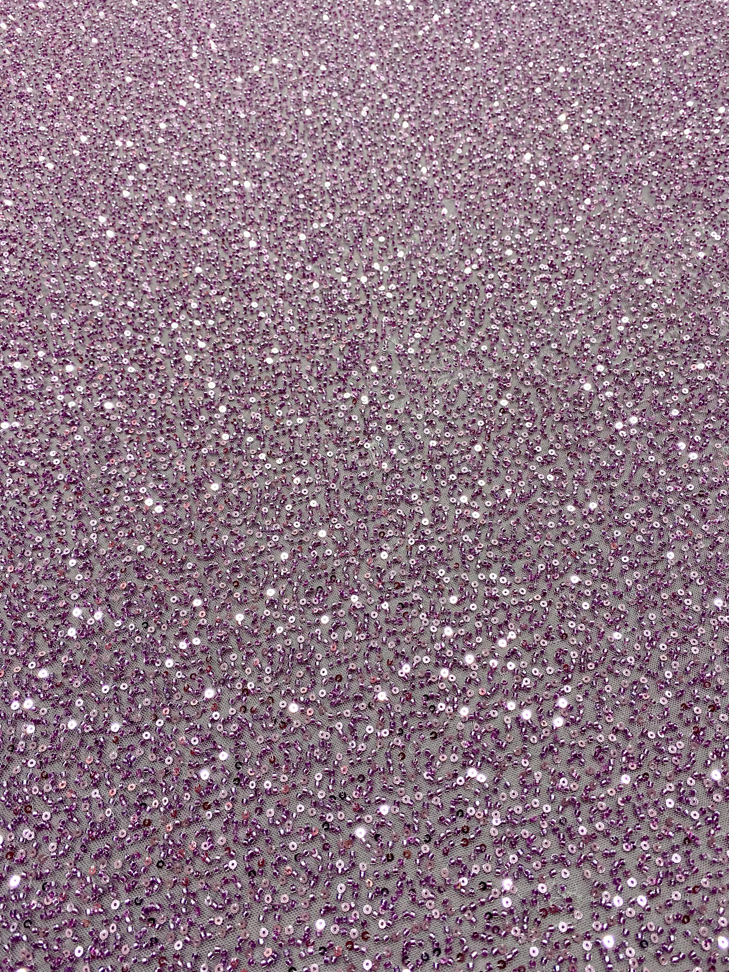 Dantela Couture Lavanda Pudrata cu Model General, cu Margele si Paiete