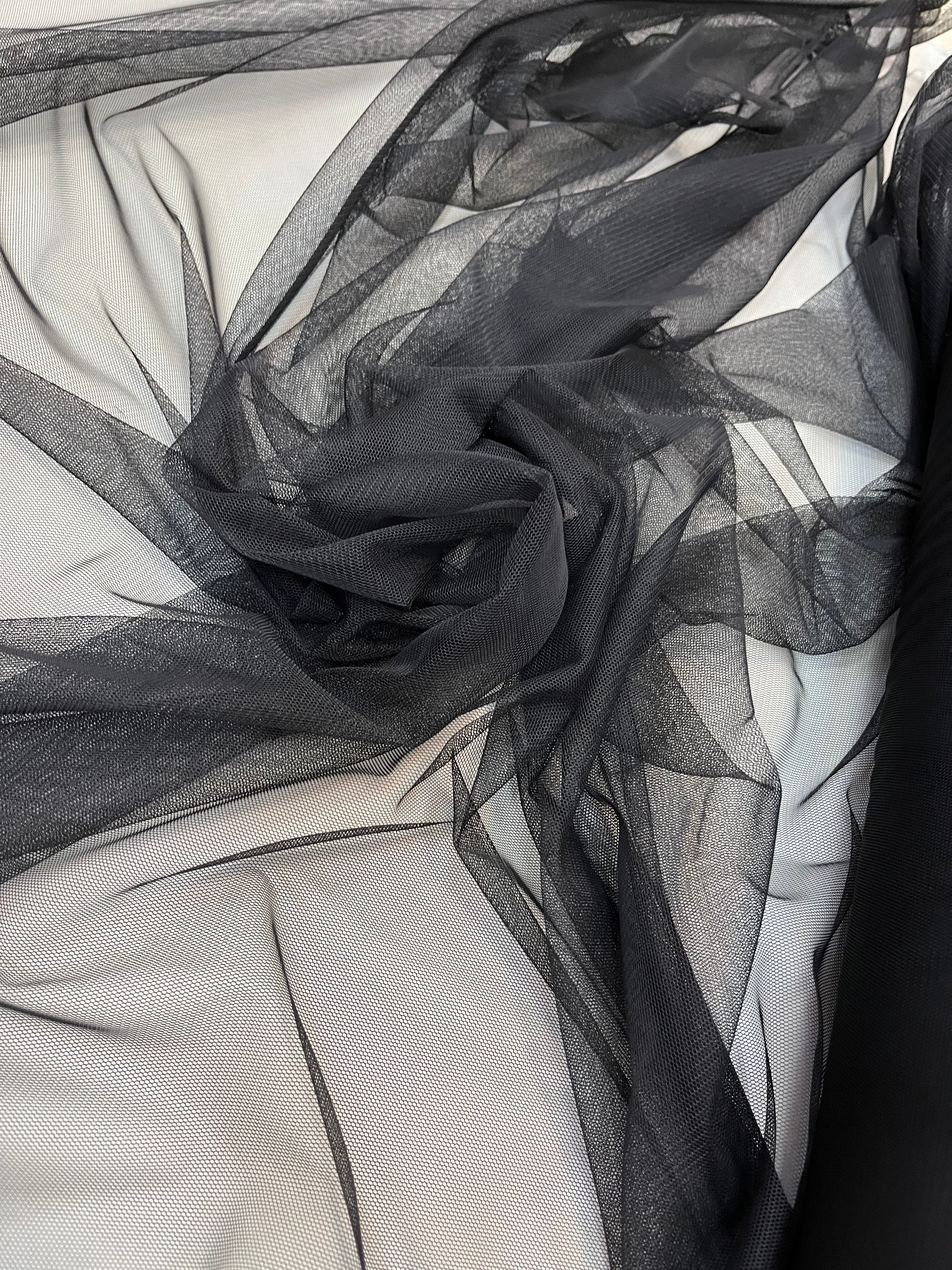 Black Elastic Tulle - 1.5 m Width