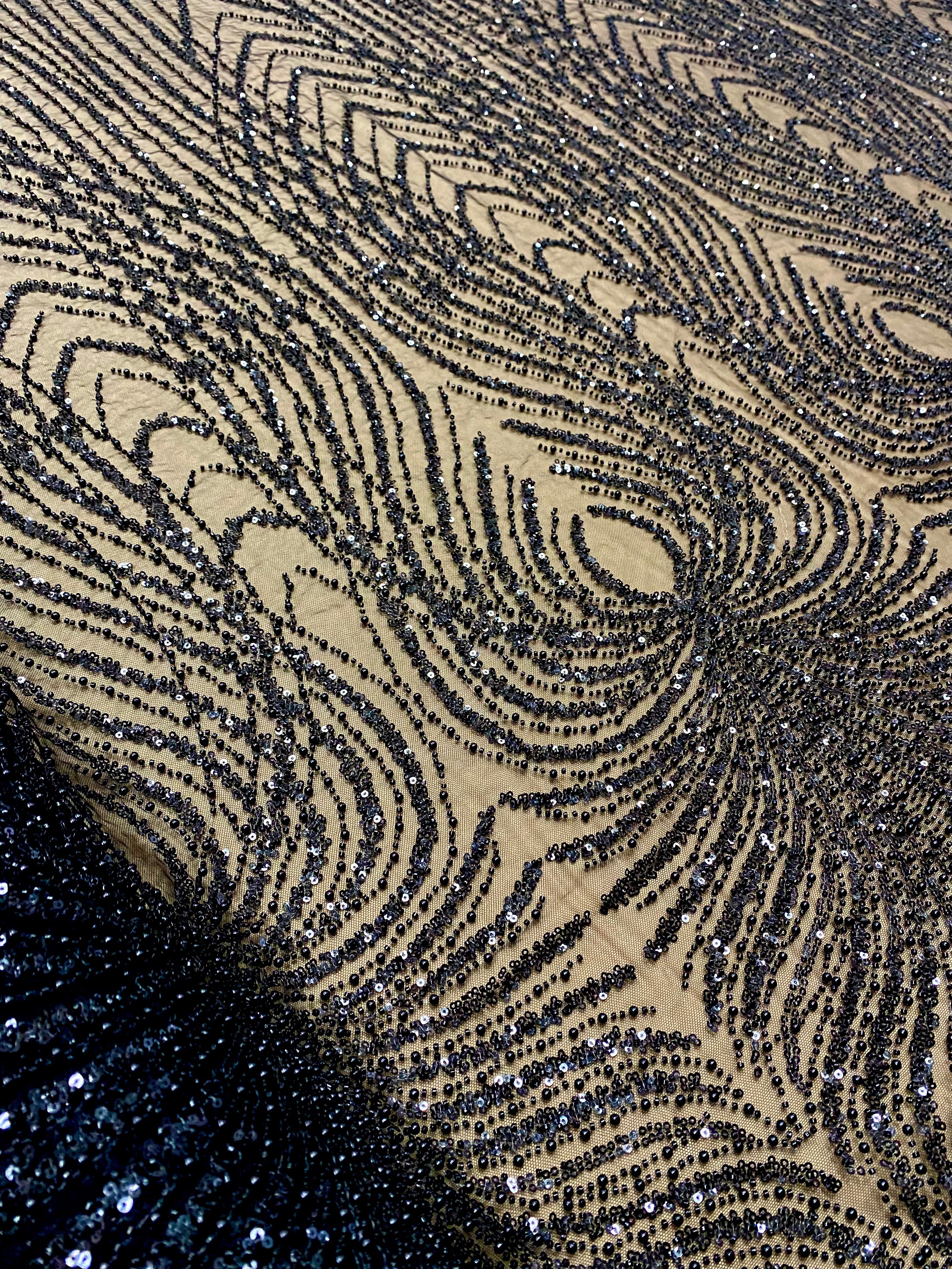 Silver Lace with Strings, Beads and Sequins