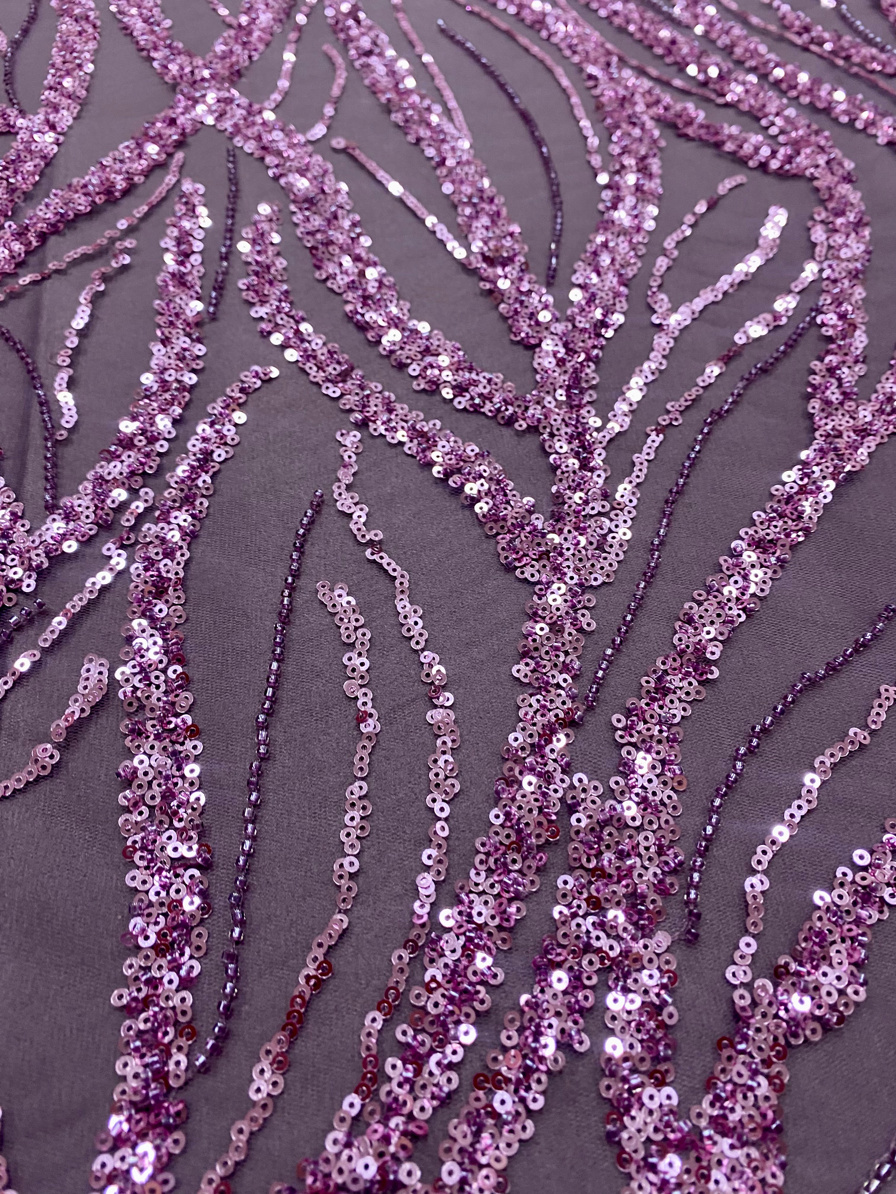 Powder Couture Lace with Strings, Beads and Sequins