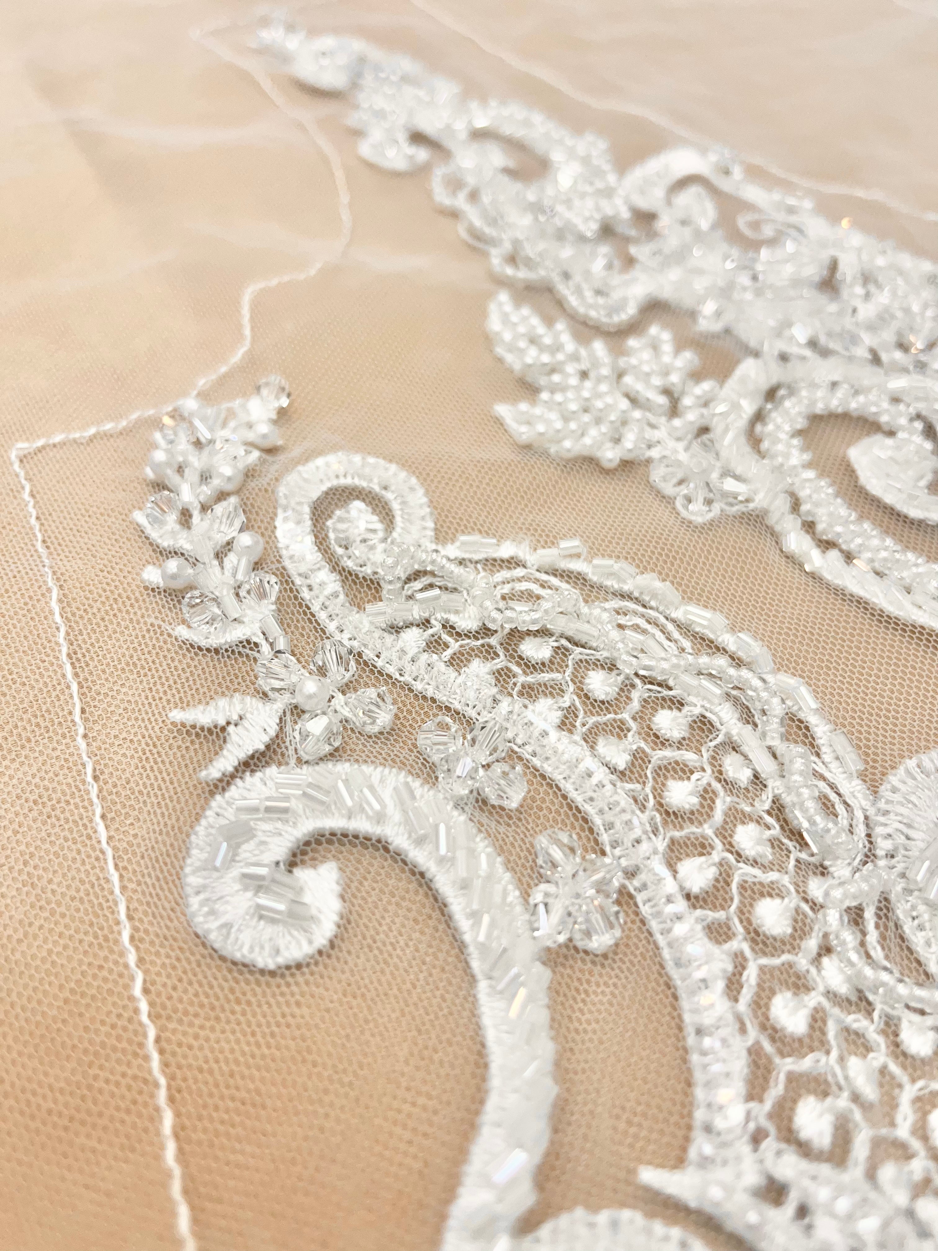 Set of Bust Panels with Geometric Pattern, with Crystals, Pearls and Sequins