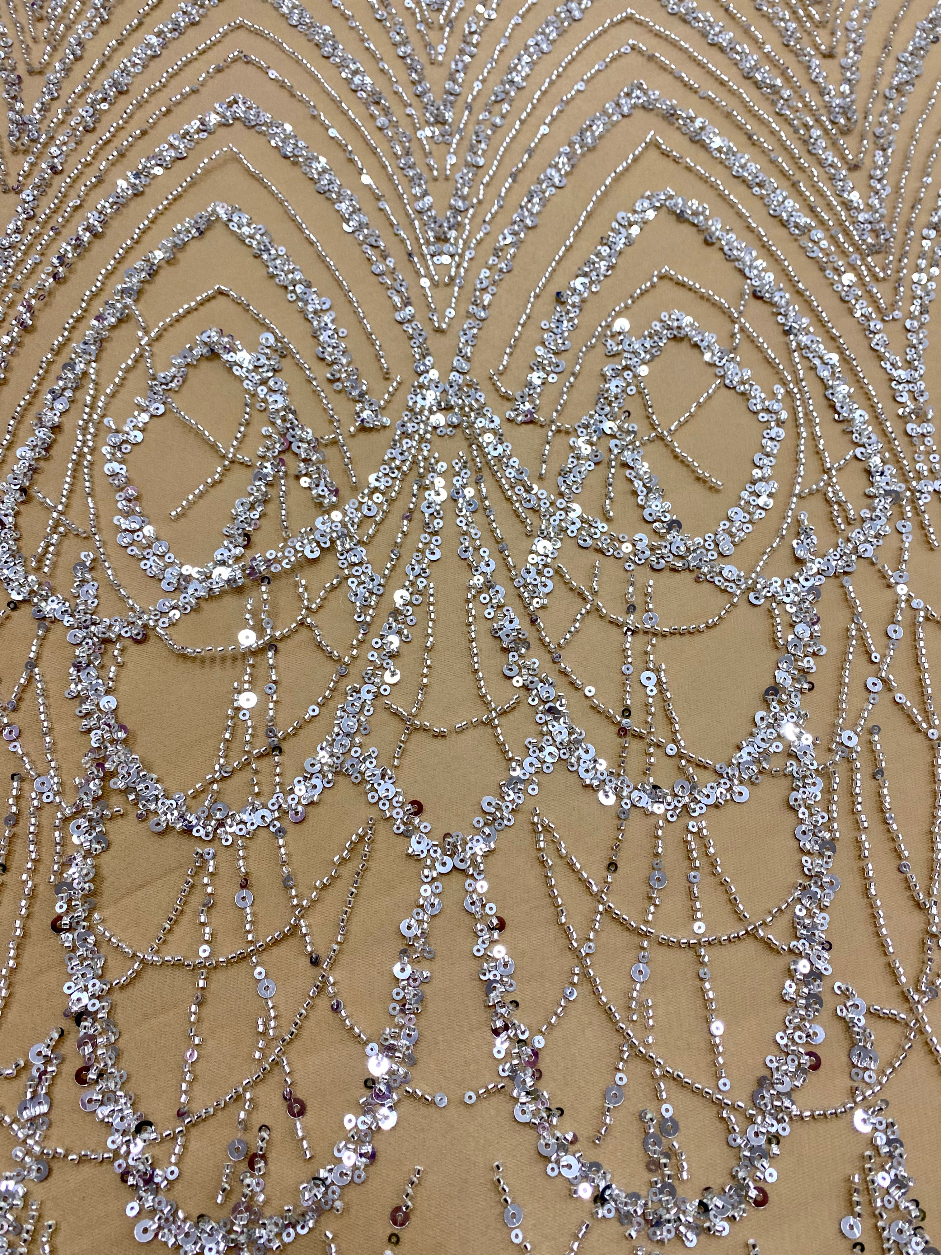 Black Couture Lace, with Beads and Sequins 