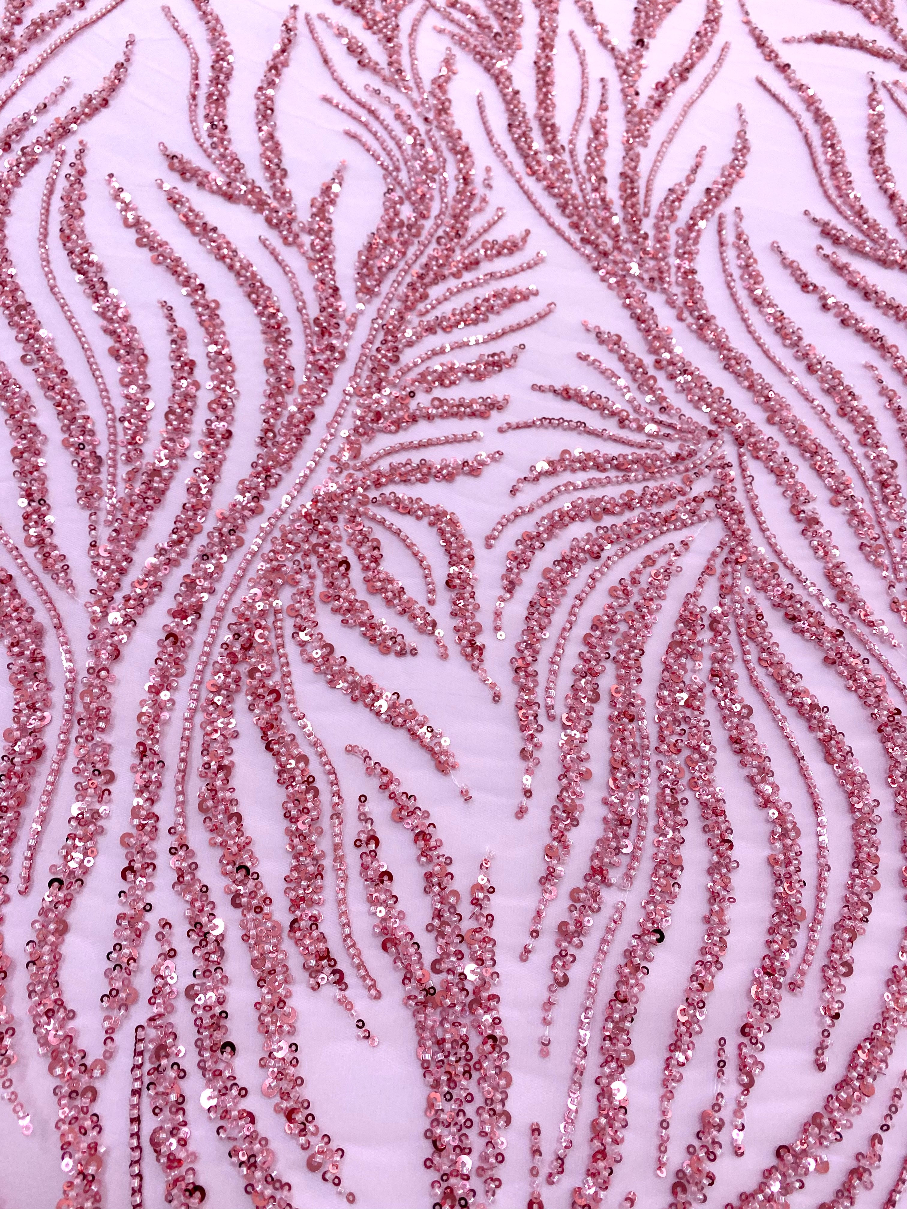 Pink Couture Lace with Strings, Beads and Sequins
