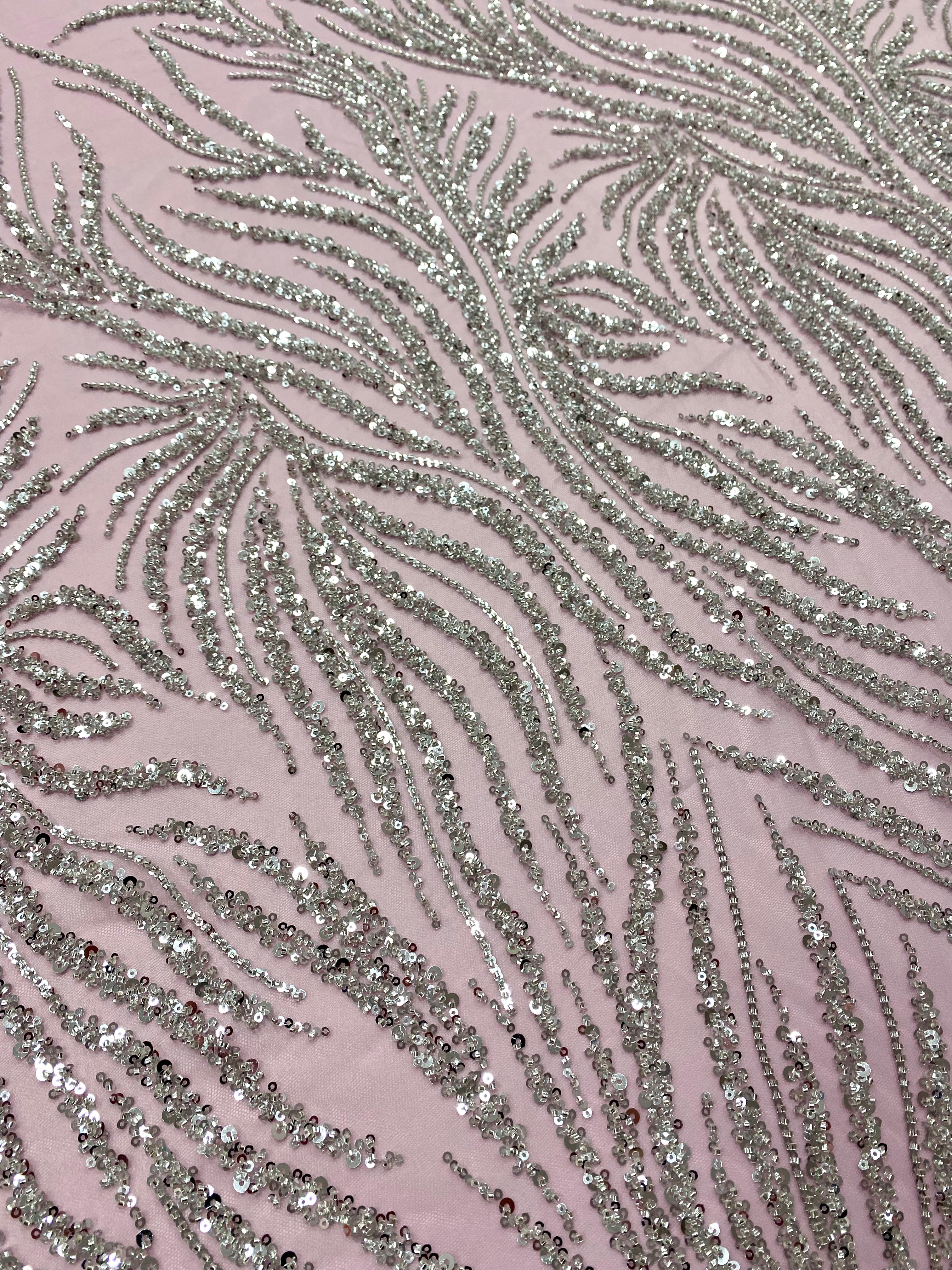 Silver Lace with Strings, Beads and Sequins