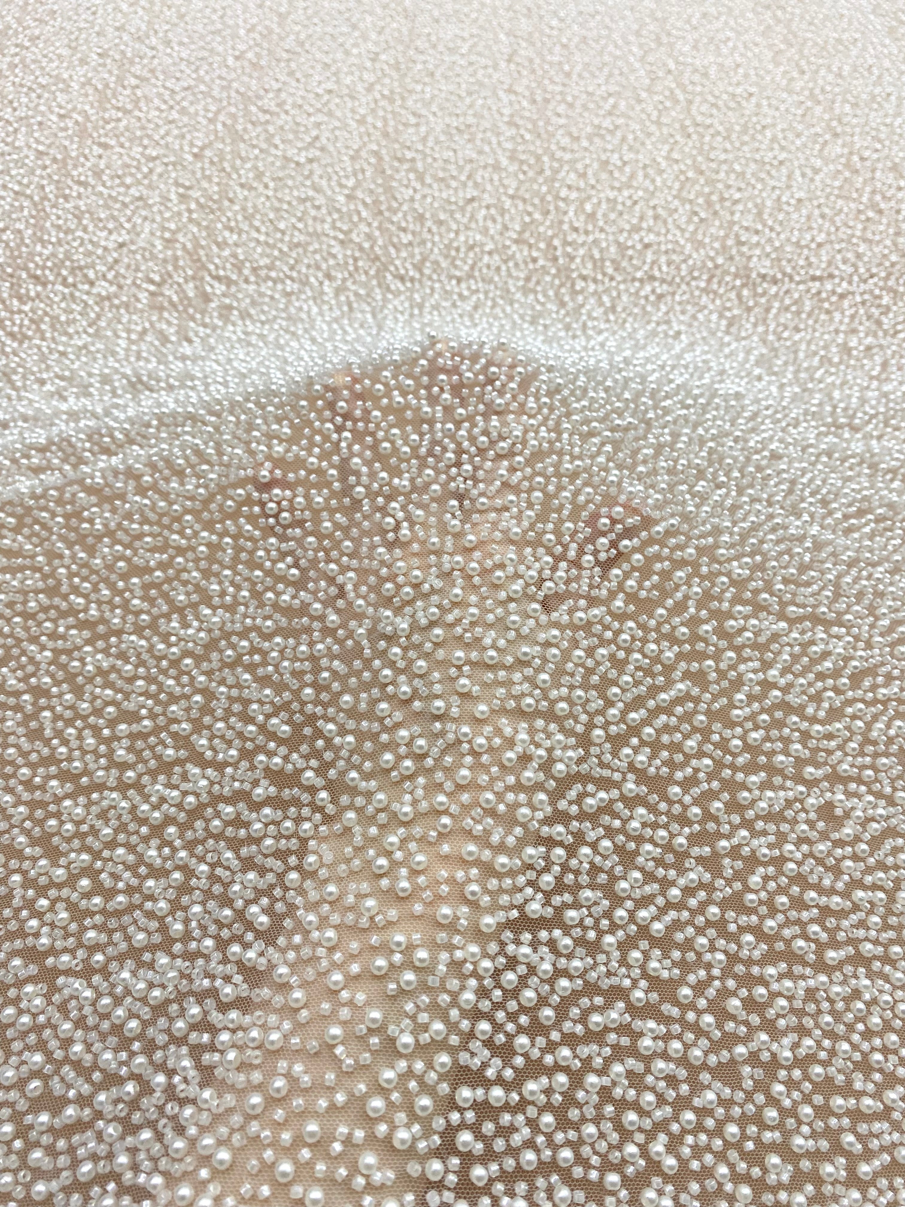 Ivory Couture Lace with General Pattern, with Pearls and Beads