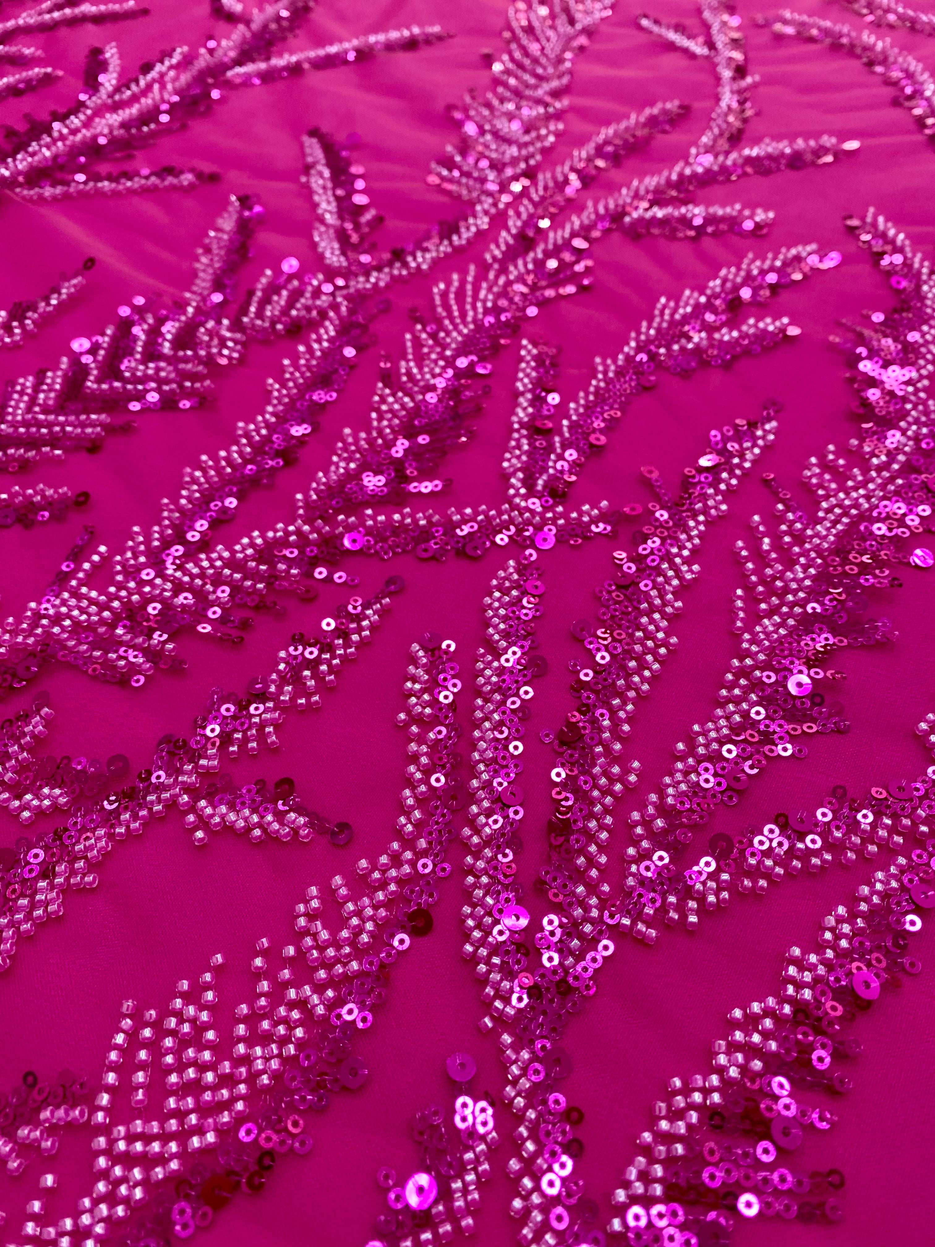 Black Couture Lace with General Pattern, with Beads and Sequins 