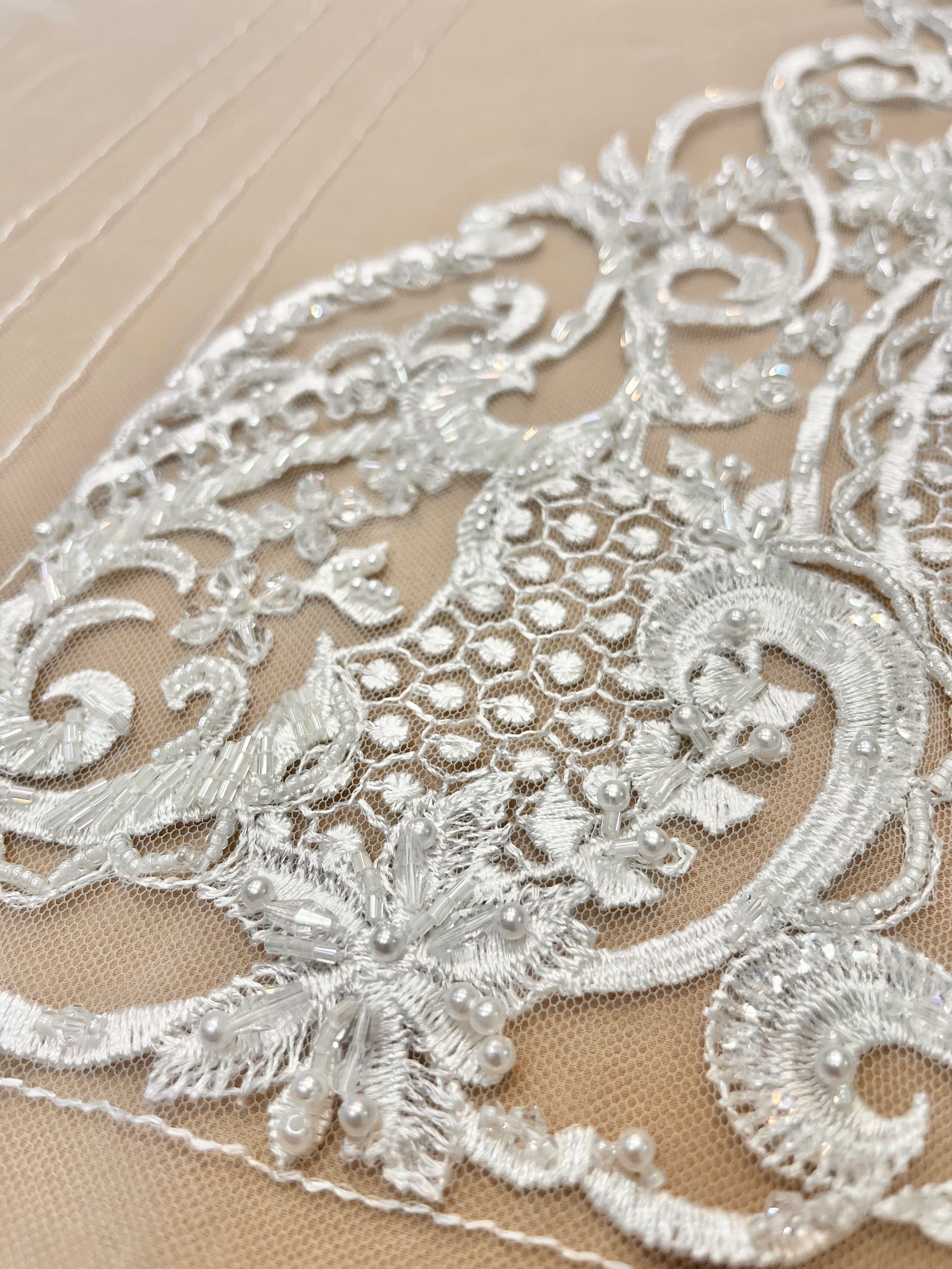 Set of Bust Panels with Geometric Pattern, with Crystals, Pearls and Sequins