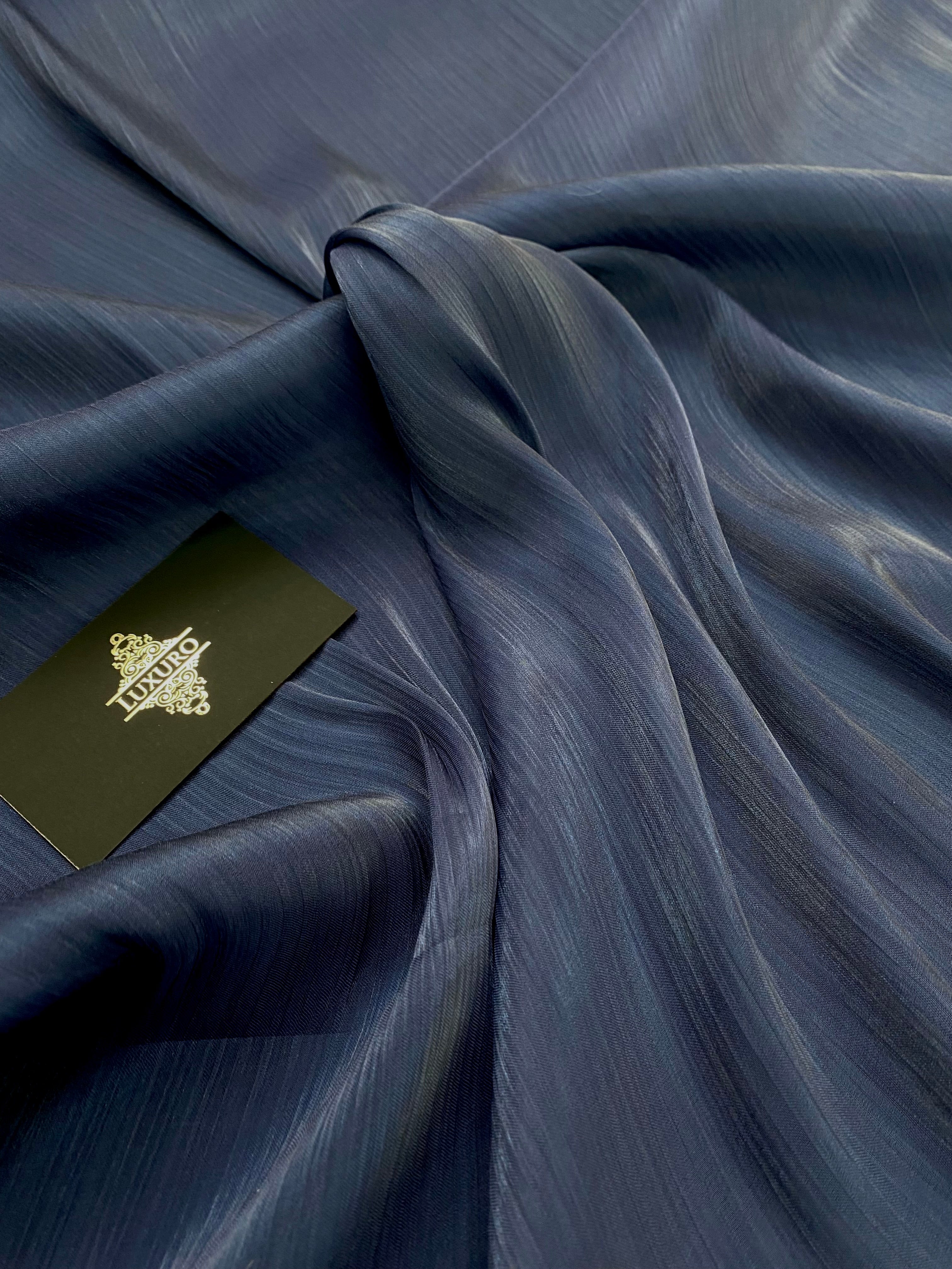 Navy Blue Crepe Filmed Veil