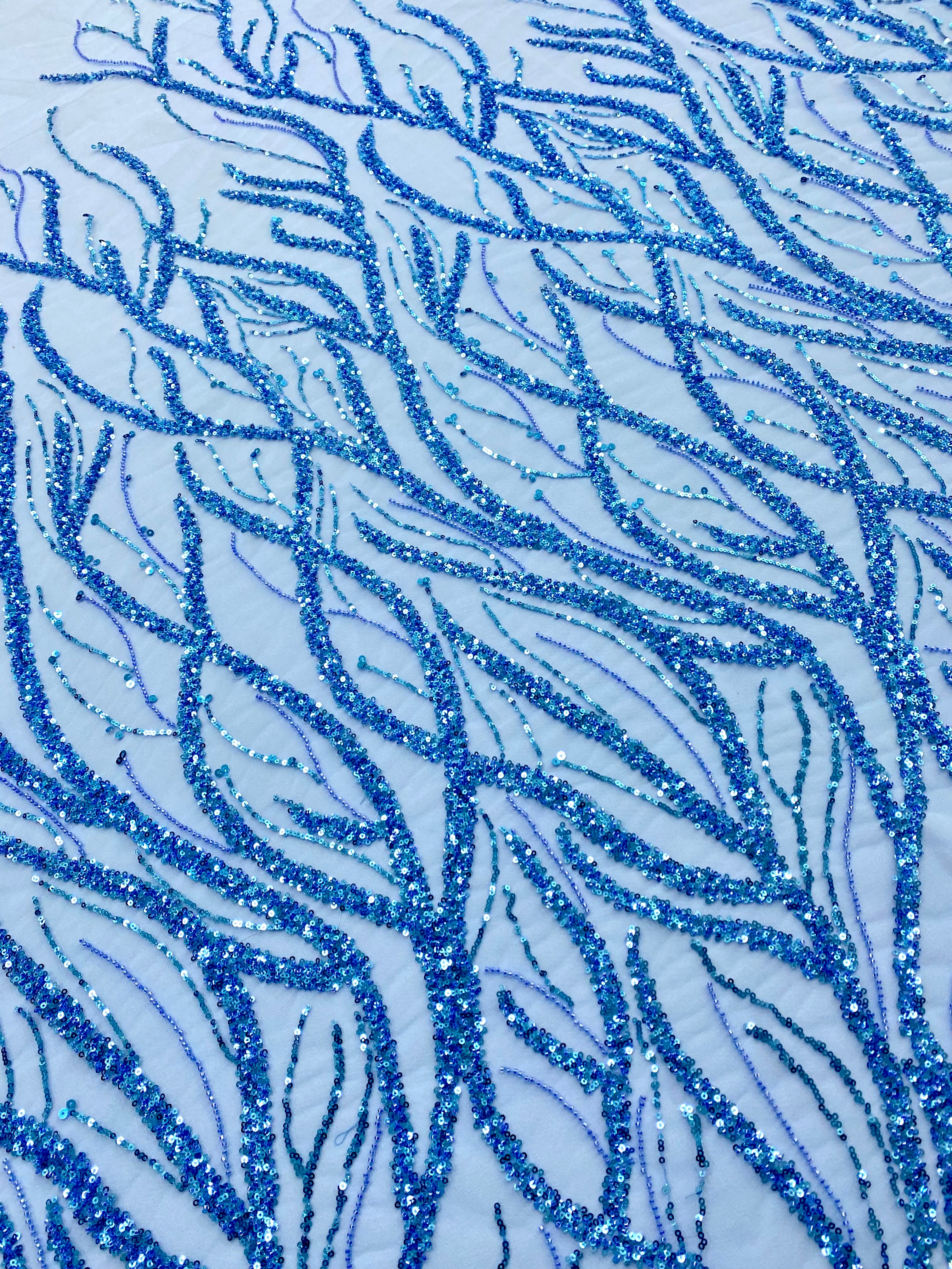 Silver Lace with Strings, Beads and Sequins