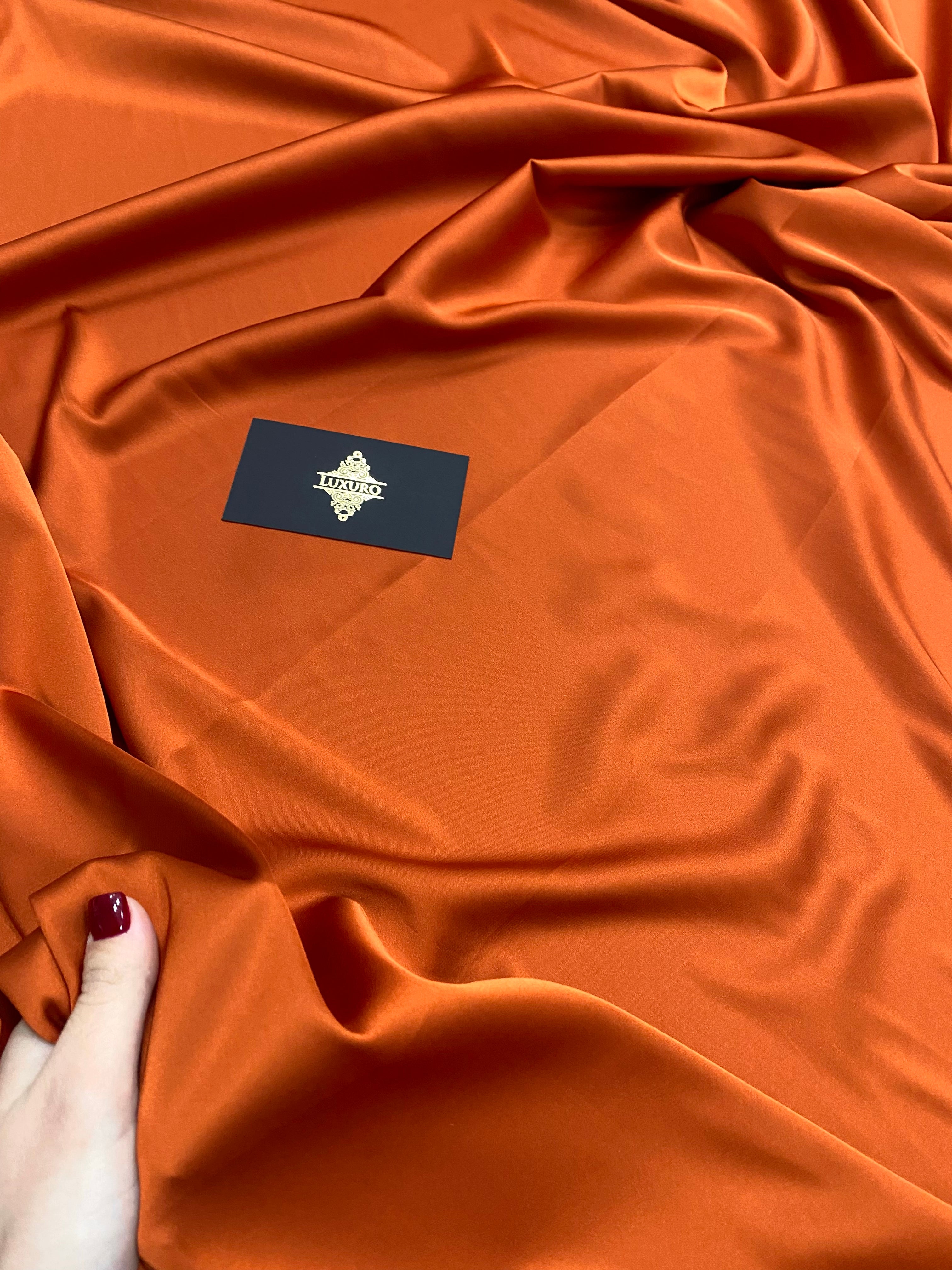 Premium Silky Elastic Satin Terracotta